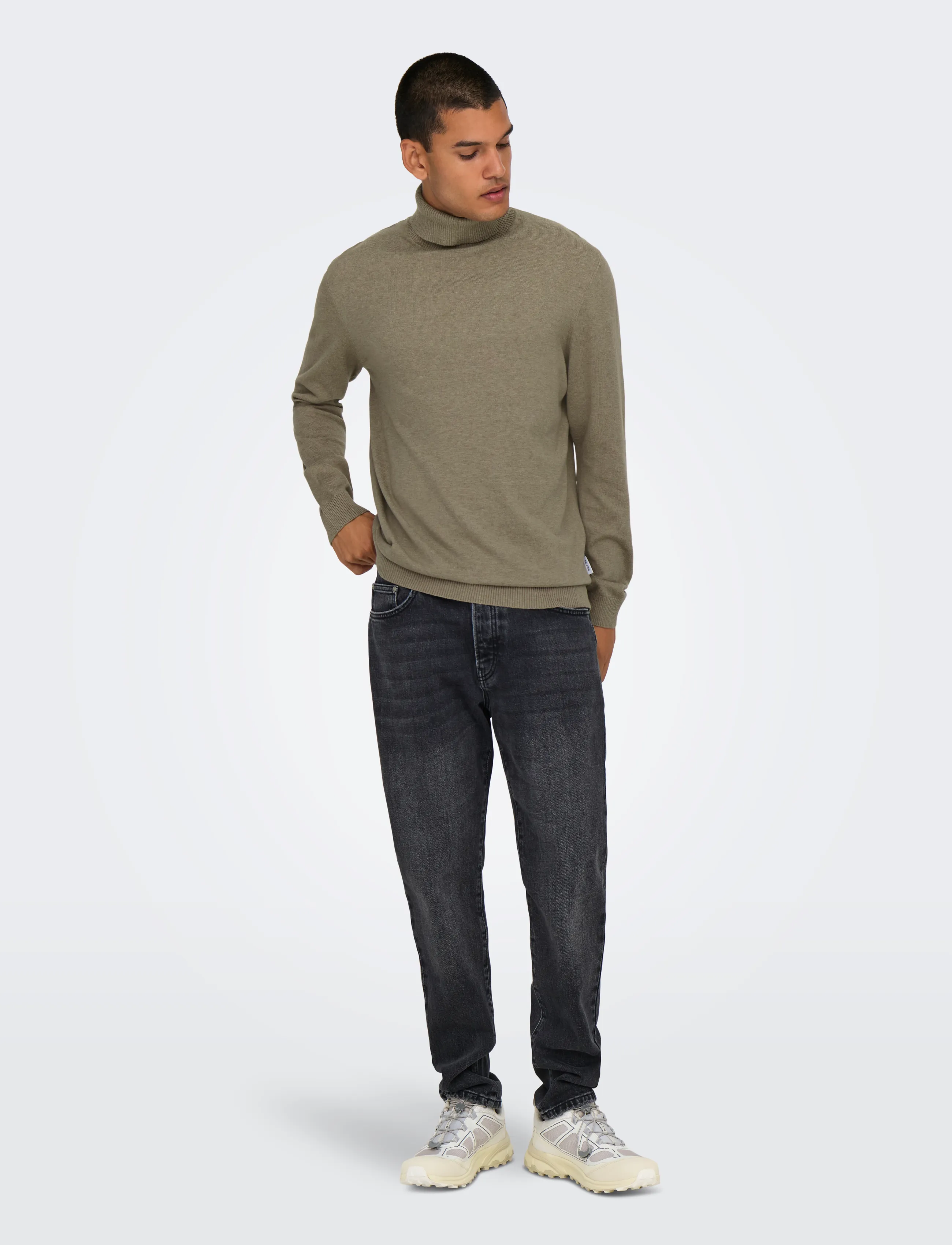 ONLY & SONS - ONSLOUI REG 12 MEL ROLL KNIT NOOS - desert taupe - 4
