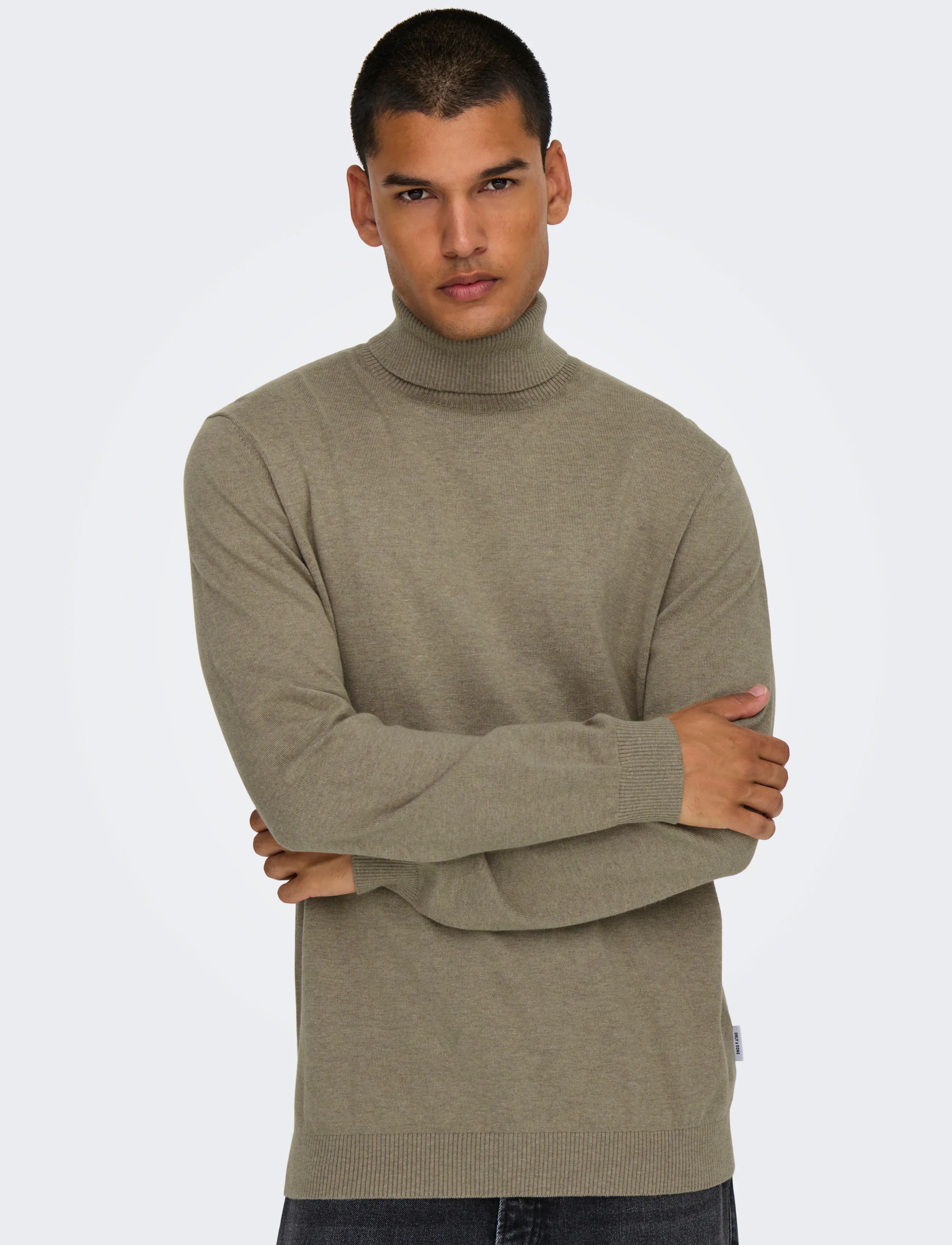 ONLY & SONS - ONSLOUI REG 12 MEL ROLL KNIT NOOS - desert taupe - 5