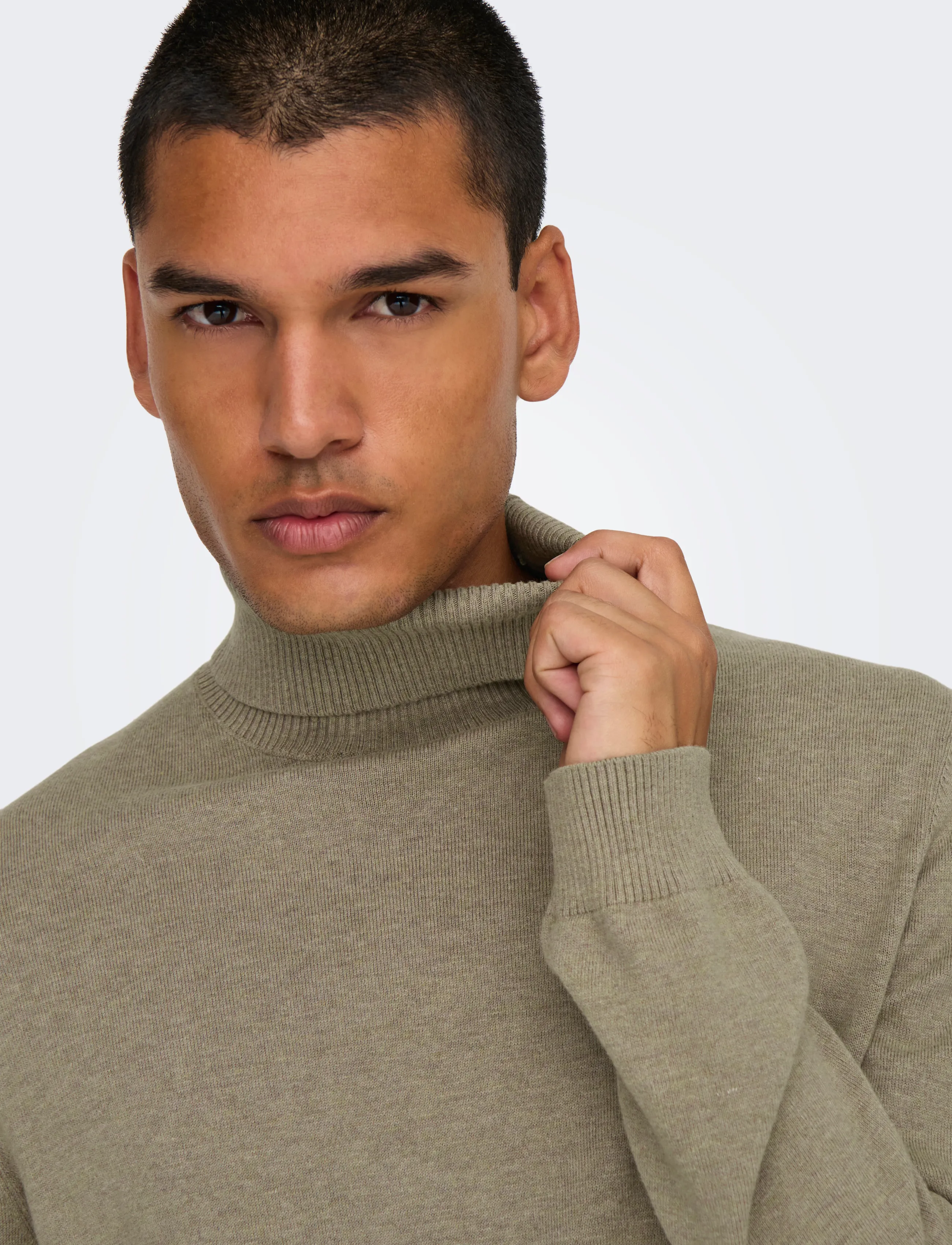 ONLY & SONS Onsloui Reg 12 Mel Roll Knit Noos stickade tröjor herr – bild 6