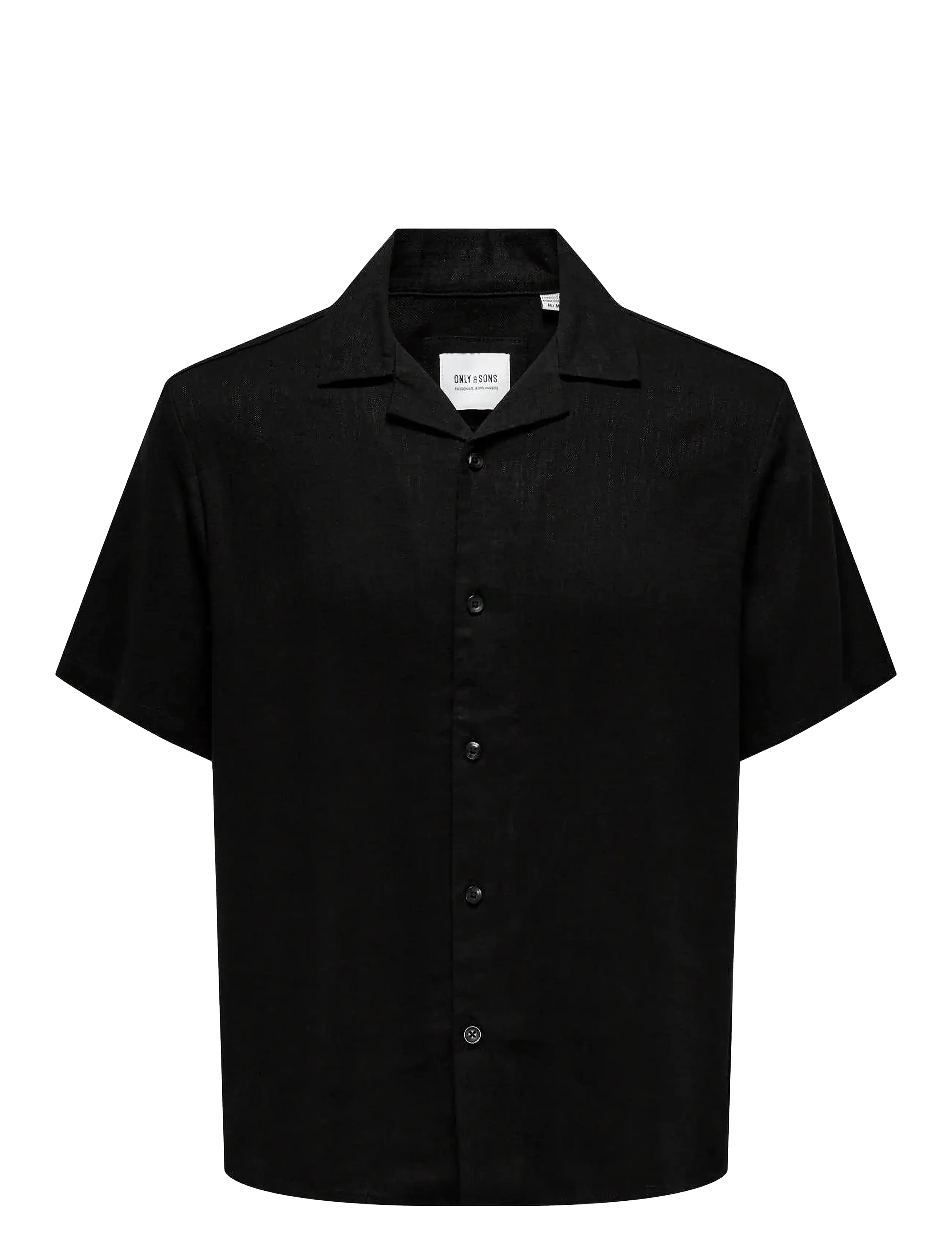 ONLY & SONS Onskari Resort Ss Shirt Visc Lin 0075 Cs, S, Black, Skjorter > Kortærmede Shirts, Herre