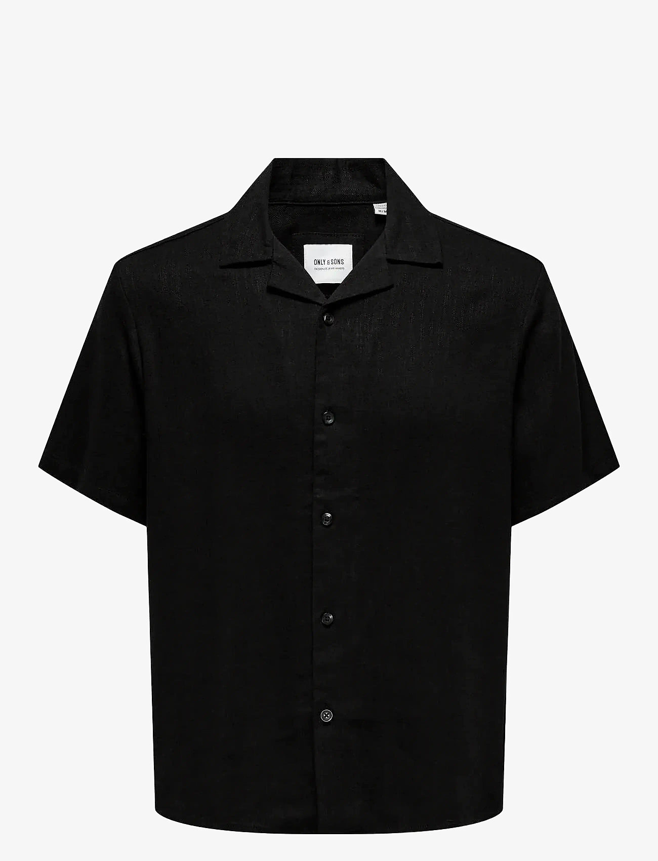 ONLY & SONS - ONSKARI RESORT SS SHIRT VISC LIN 0075 CS - hørskjorter - black - 0