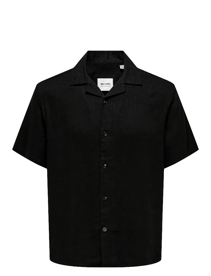 ONLY & SONS - ONSKARI RESORT SS SHIRT VISC LIN 0075 CS - leinenhemden - black - 0