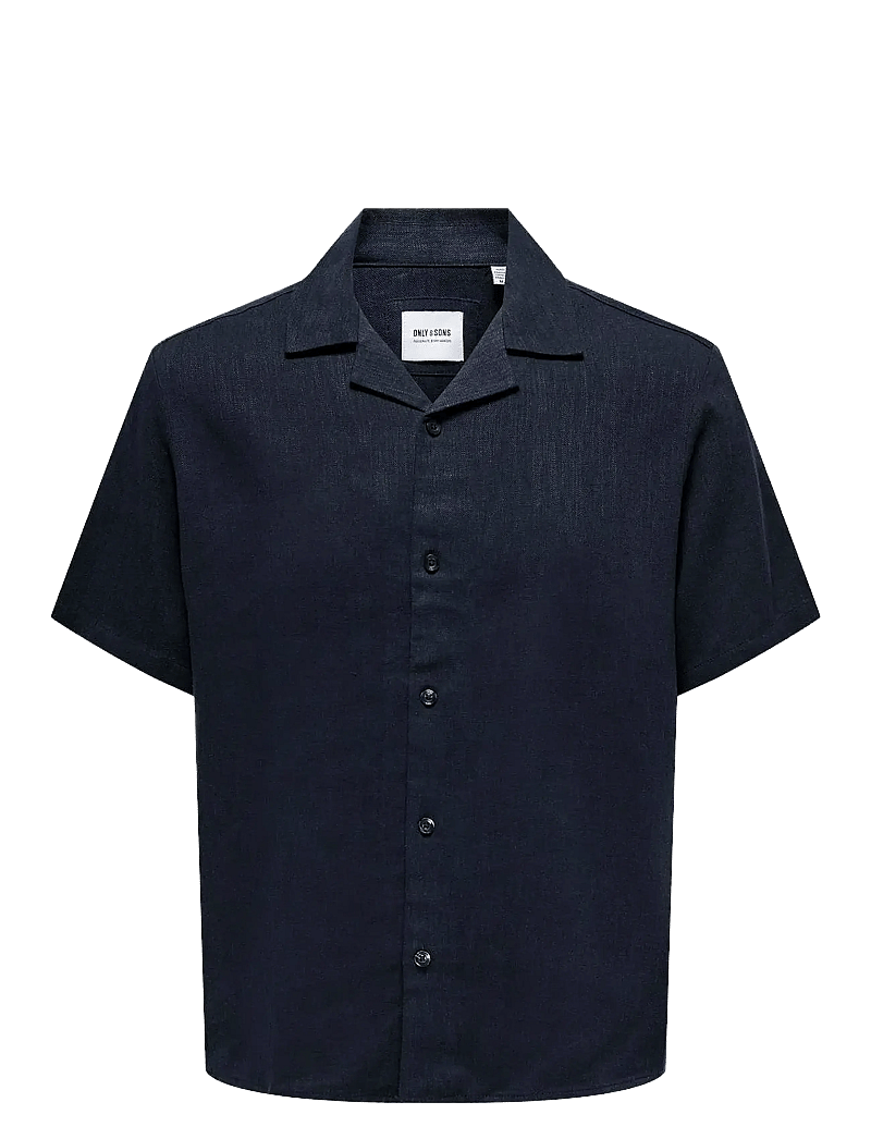 ONLY & SONS - ONSKARI RESORT SS SHIRT VISC LIN 0075 CS - linneskjortor - dark navy - 0