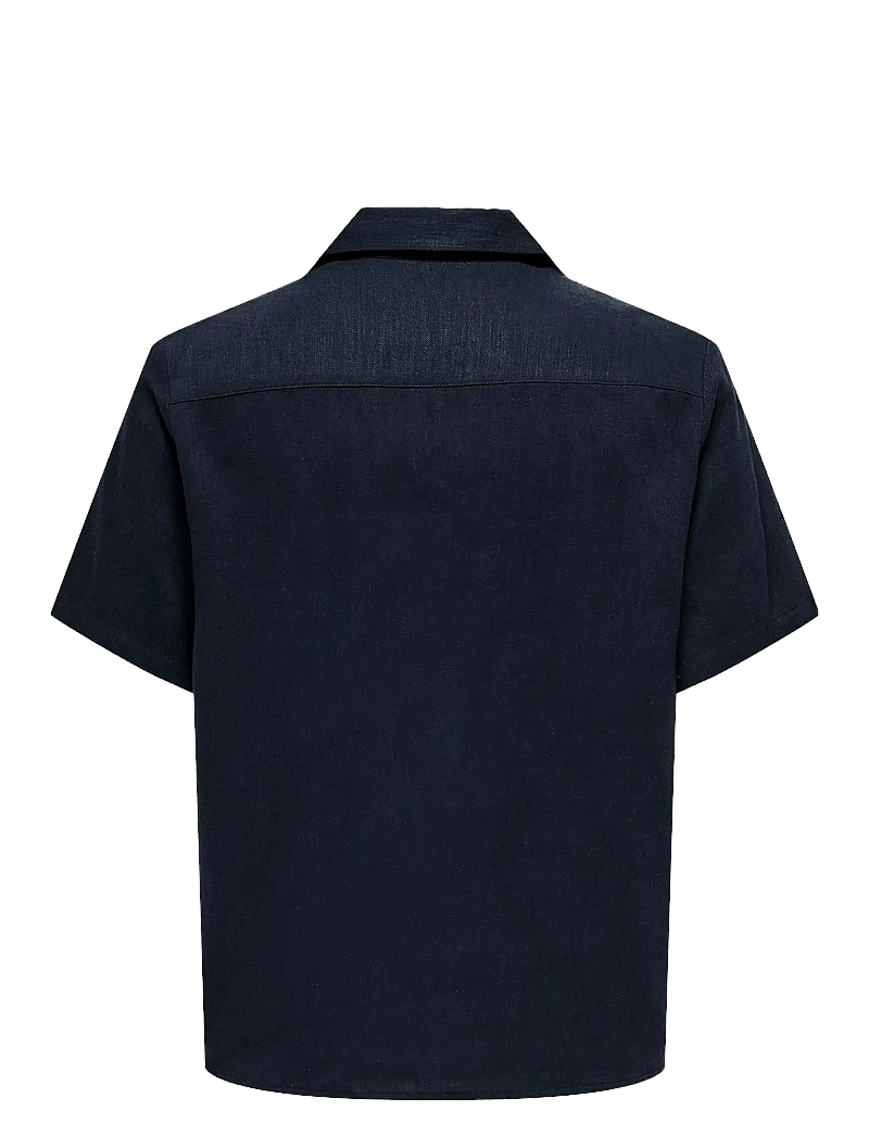ONLY & SONS - ONSKARI RESORT SS SHIRT VISC LIN 0075 CS - linneskjortor - dark navy - 1
