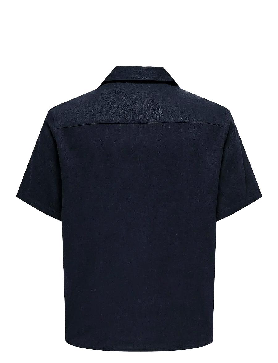 ONLY & SONS - ONSKARI RESORT SS SHIRT VISC LIN 0075 CS - hørskjorter - dark navy - 1