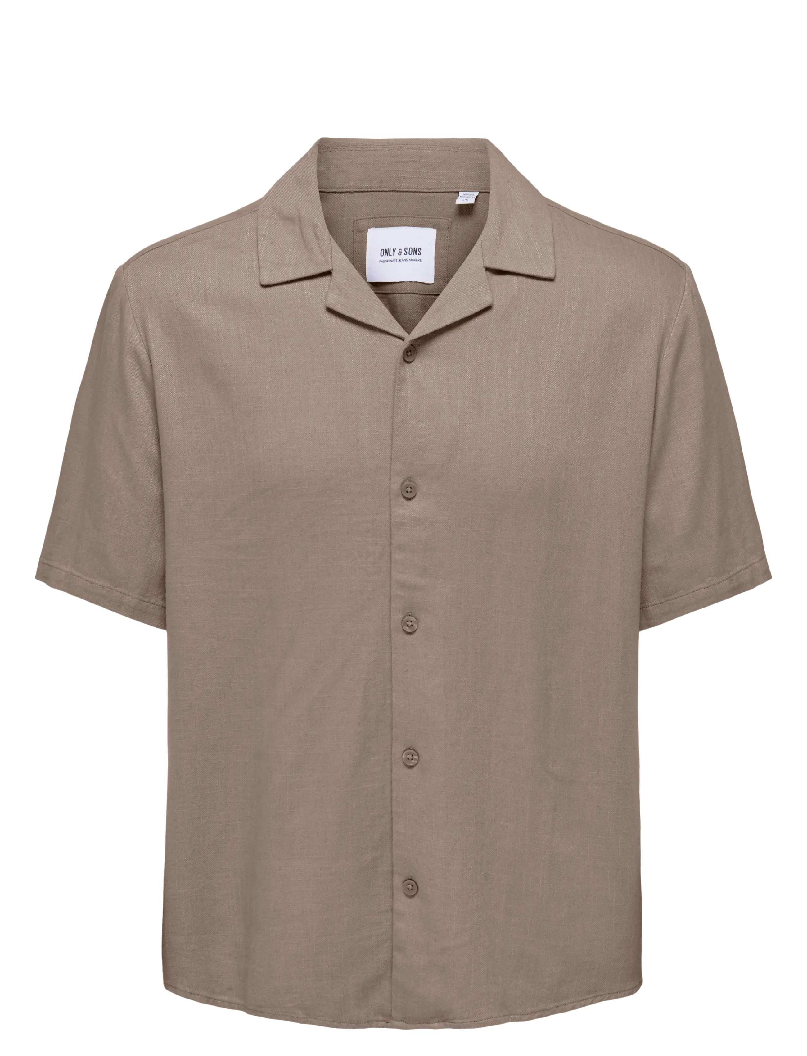 ONLY & SONS Onskari Resort Ss Shirt Visc Lin 0075 Cs, XS, Shirts, Beige - Short-sleeved Männerswear