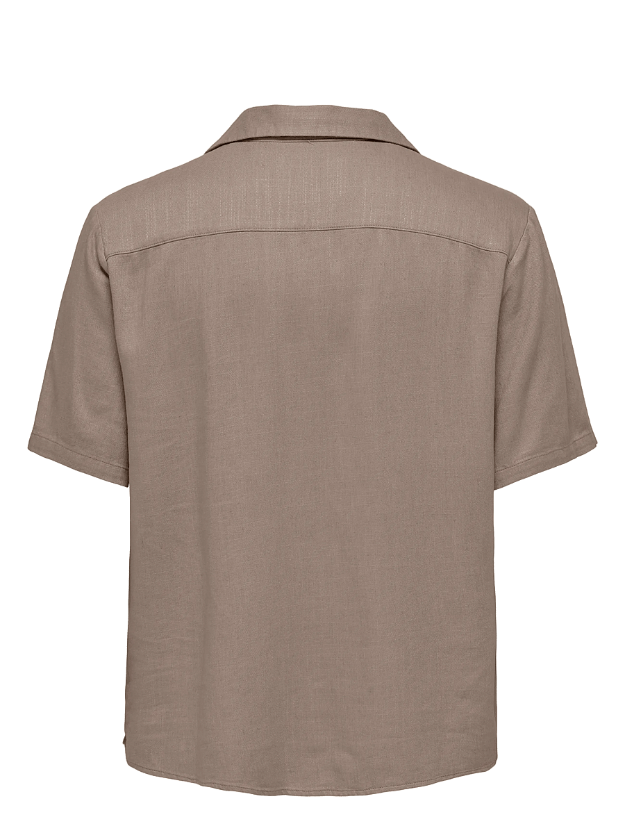 ONLY & SONS - ONSKARI RESORT SS SHIRT VISC LIN 0075 CS - hørskjorter - fossil - 1