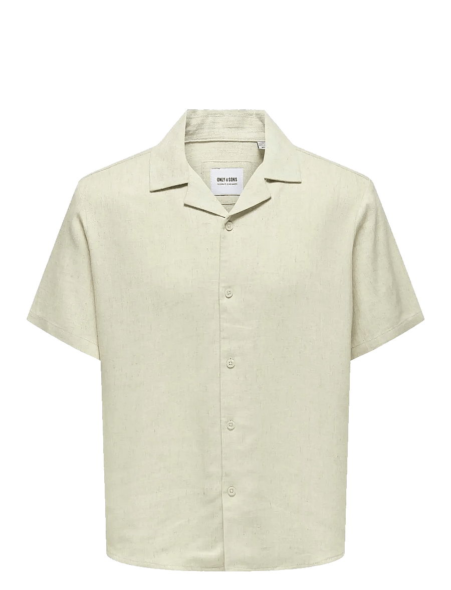 ONLY & SONS - ONSKARI RESORT SS SHIRT VISC LIN 0075 CS - hørskjorter - oatmeal - 0