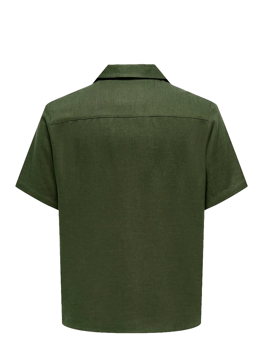 ONLY & SONS - ONSKARI RESORT SS SHIRT VISC LIN 0075 CS - linneskjortor - olive night - 1