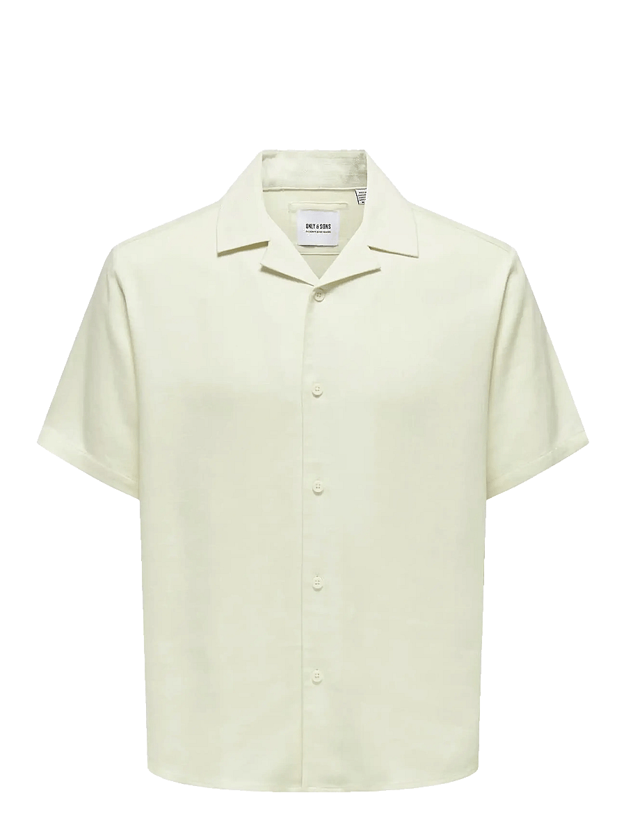ONLY & SONS - ONSKARI RESORT SS SHIRT VISC LIN 0075 CS - hørskjorter - white - 0