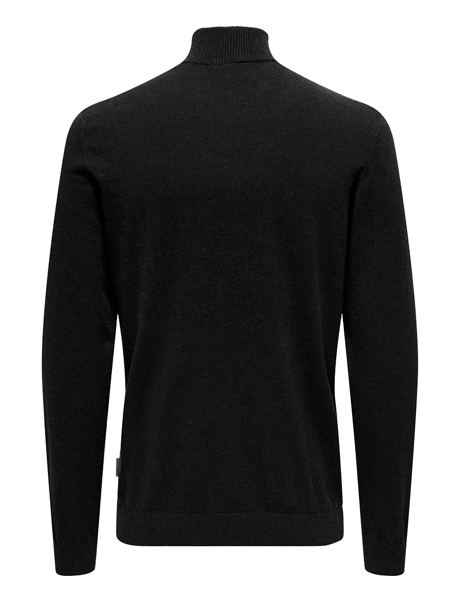 ONLY & SONS - ONSLOUI REG 12 MEL HALF ZIP KNIT NOOS - black - 2
