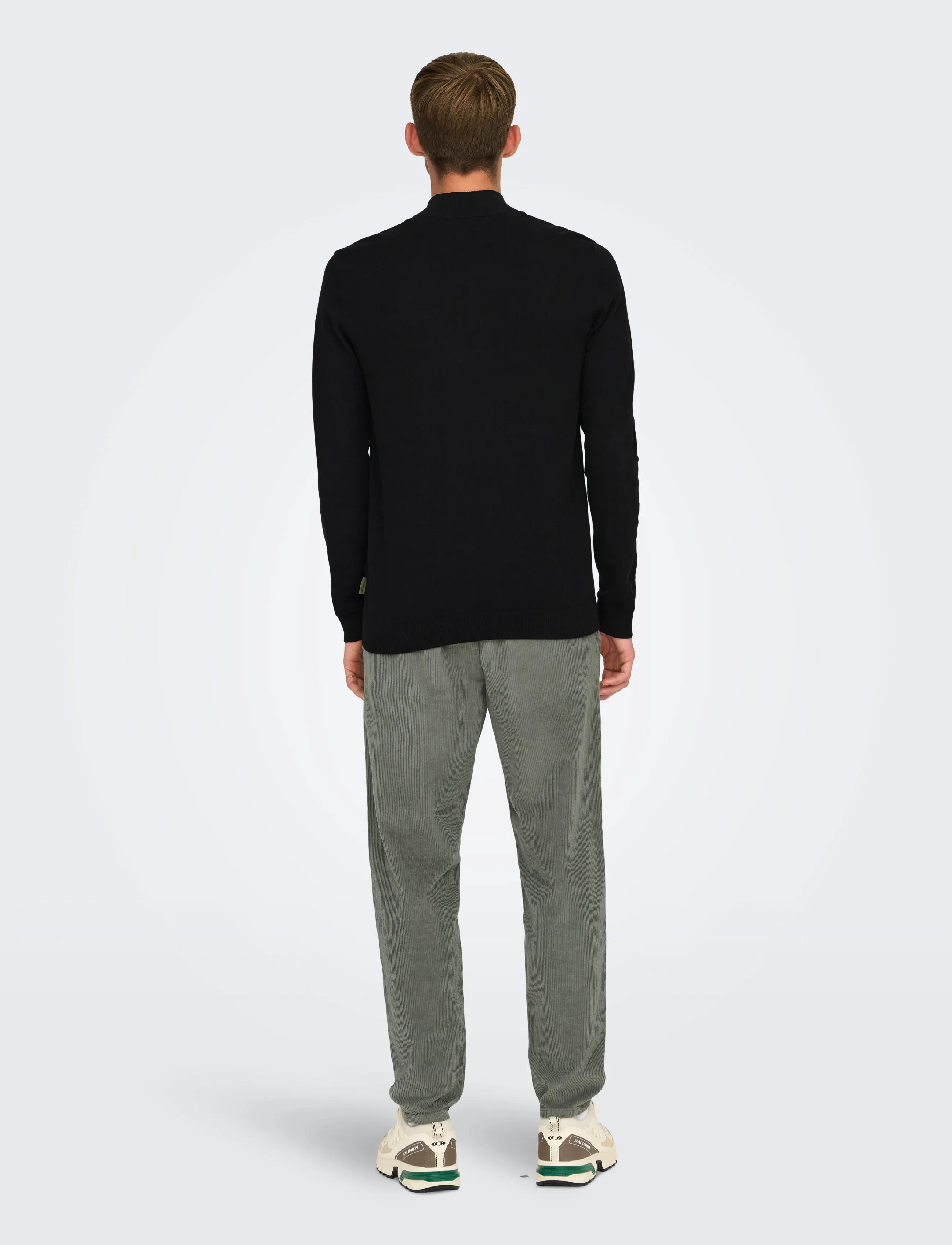 ONLY & SONS - ONSLOUI REG 12 MEL HALF ZIP KNIT NOOS - black - 3