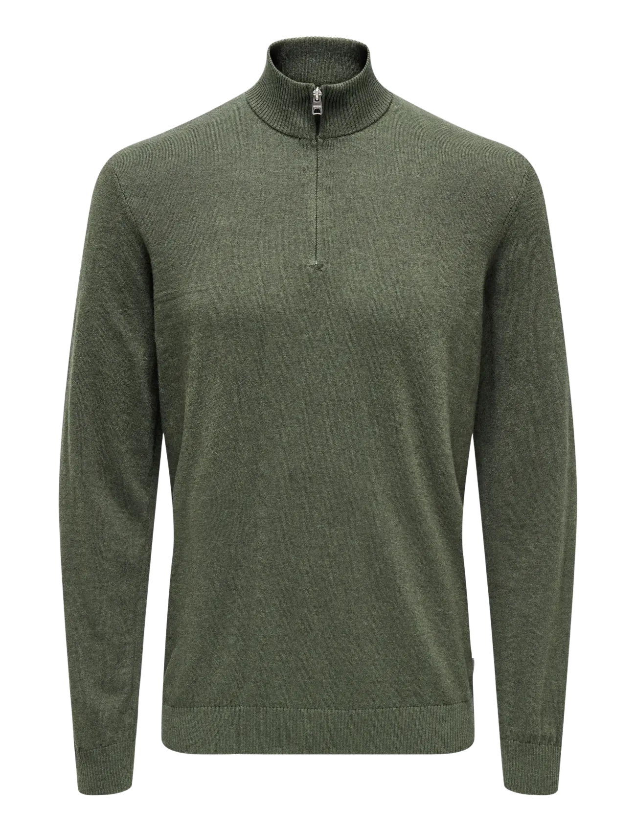 ONLY & SONS ONSLOUI REG 12 MEL HALF ZIP KNIT NOOS - Kleidung - CASTOR GRAY / khaki/green