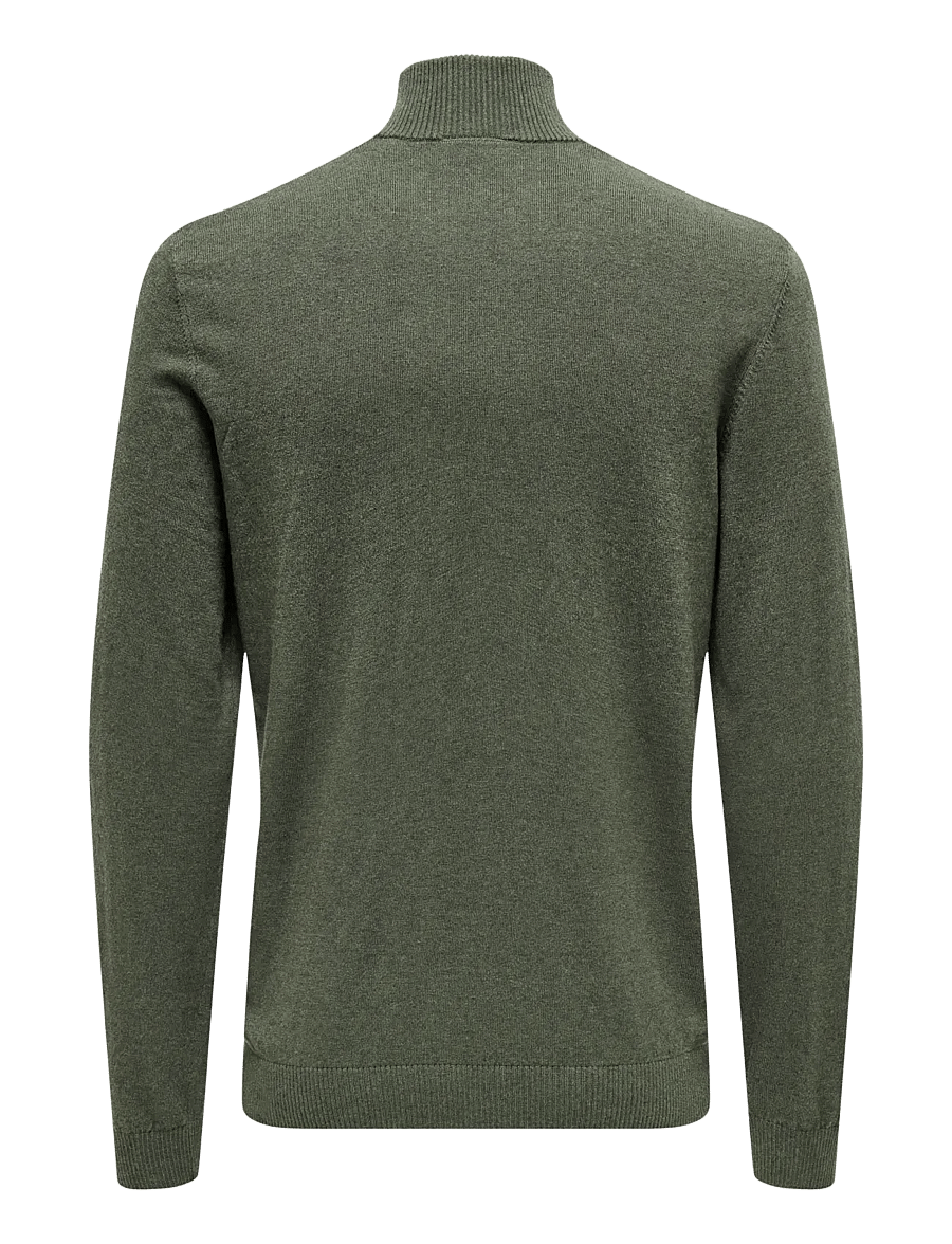 ONLY & SONS - ONSLOUI REG 12 MEL HALF ZIP KNIT NOOS - castor gray - 2