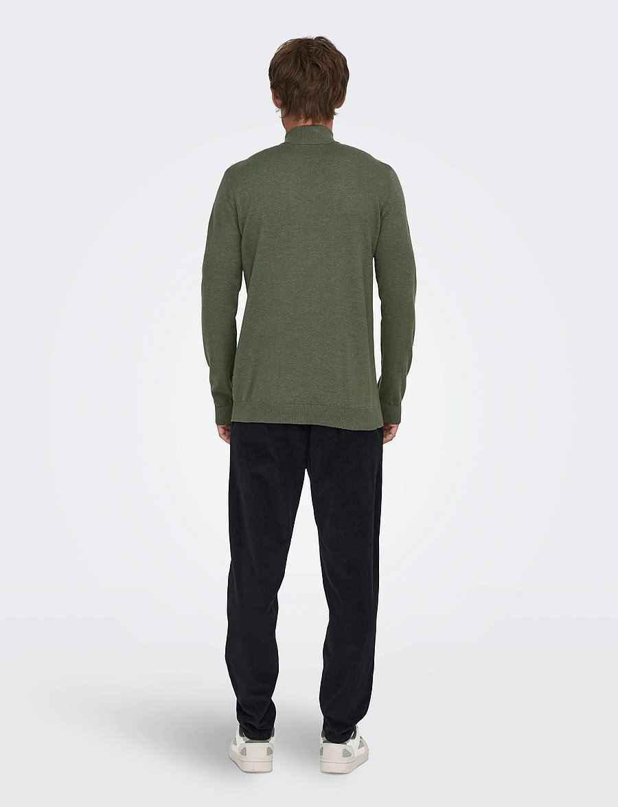 ONLY & SONS - ONSLOUI REG 12 MEL HALF ZIP KNIT NOOS - castor gray - 3