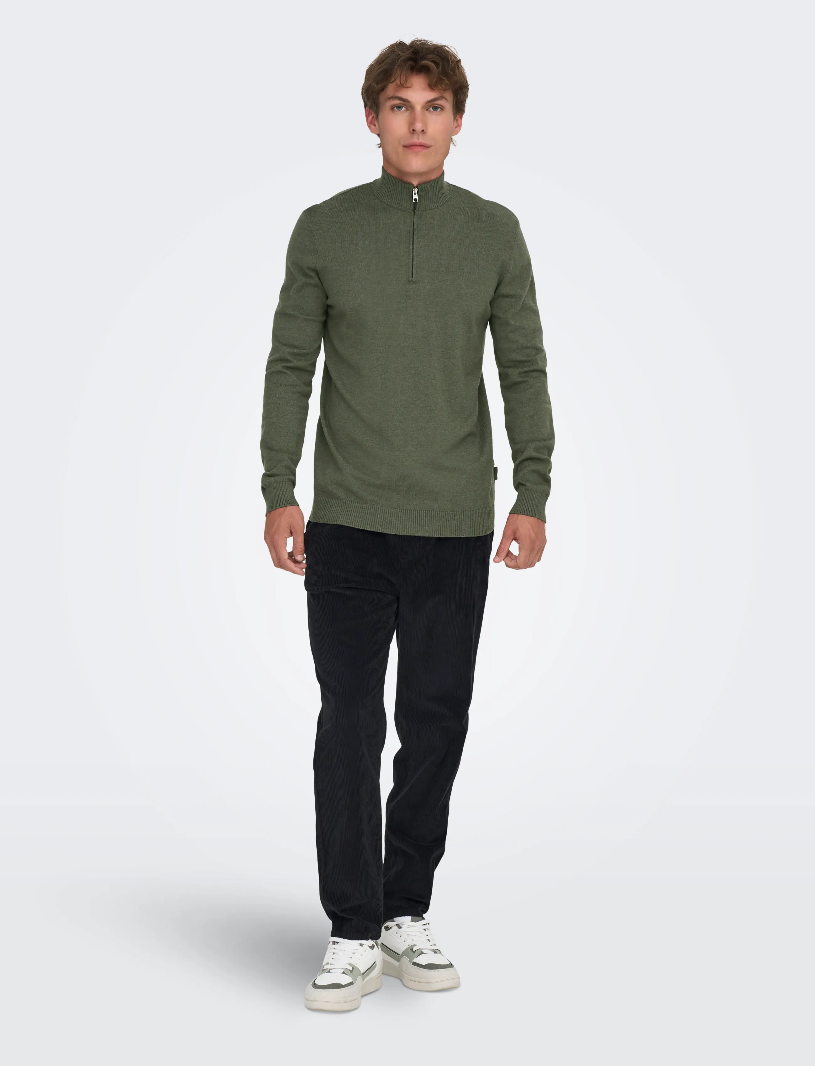 ONLY & SONS - ONSLOUI REG 12 MEL HALF ZIP KNIT NOOS - castor gray - 4