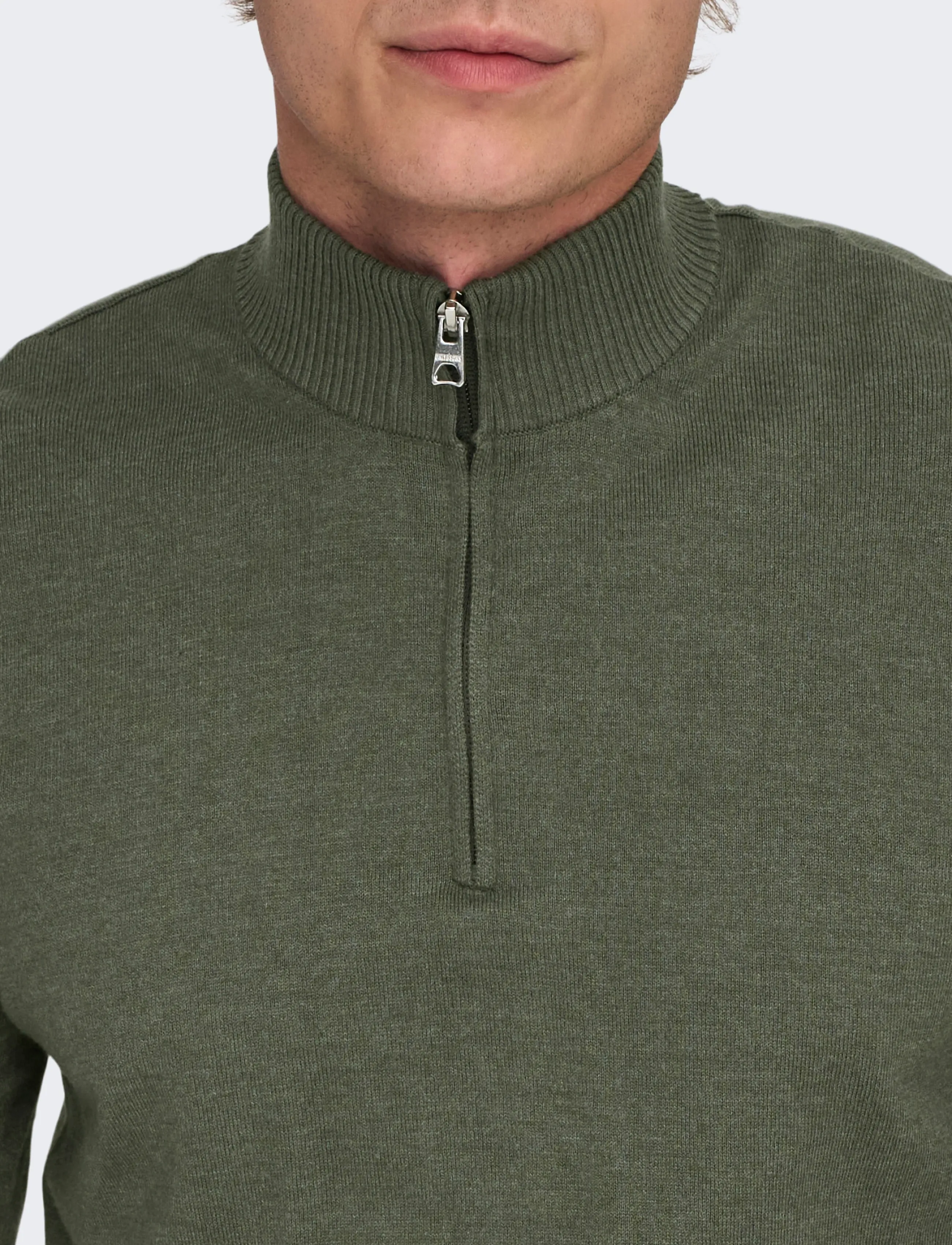 ONLY & SONS Onsloui Reg 12 Mel Half Zip Knit Noos polotröjor herr – bild 6