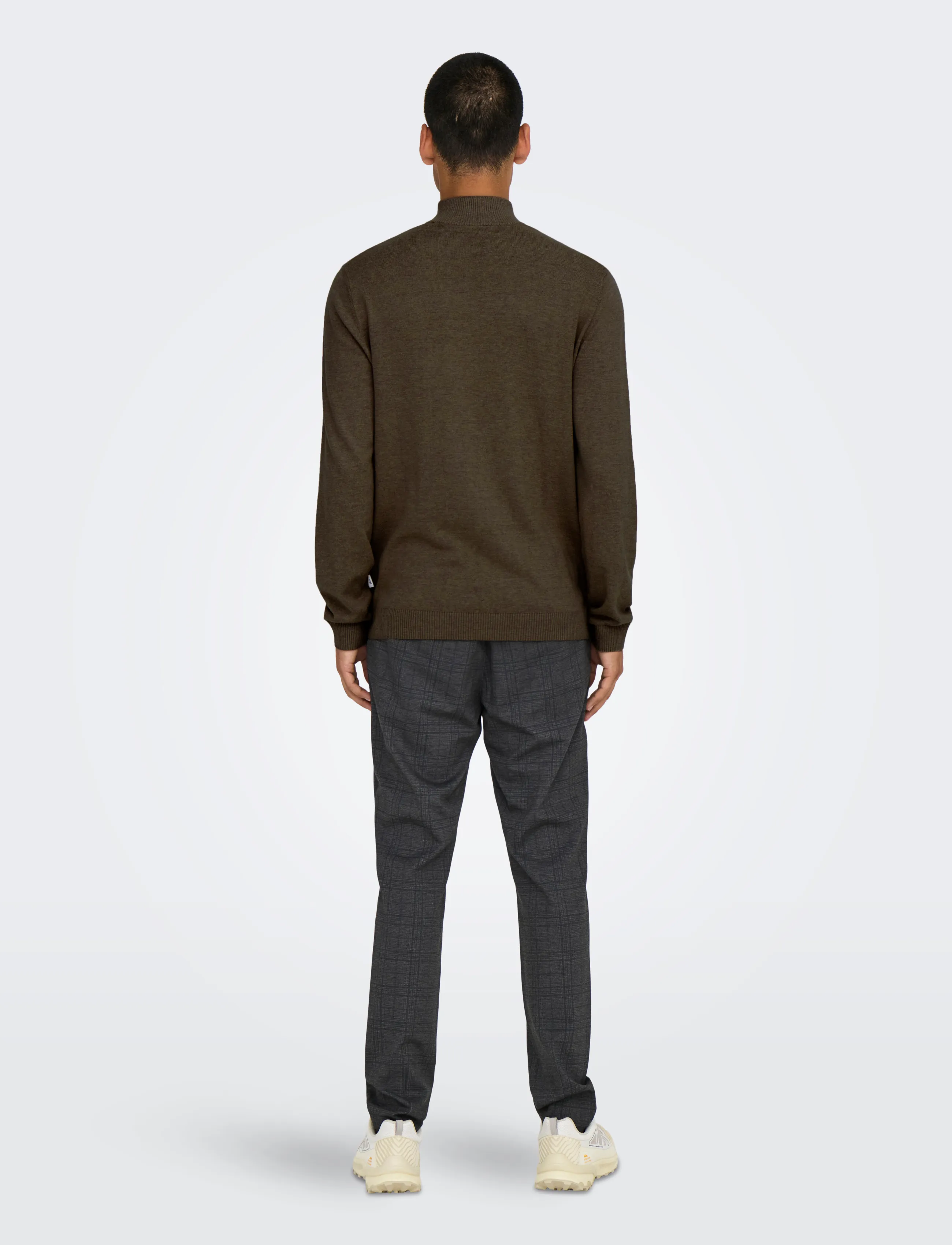 ONLY & SONS - ONSLOUI REG 12 MEL HALF ZIP KNIT NOOS - coffee bean - 3