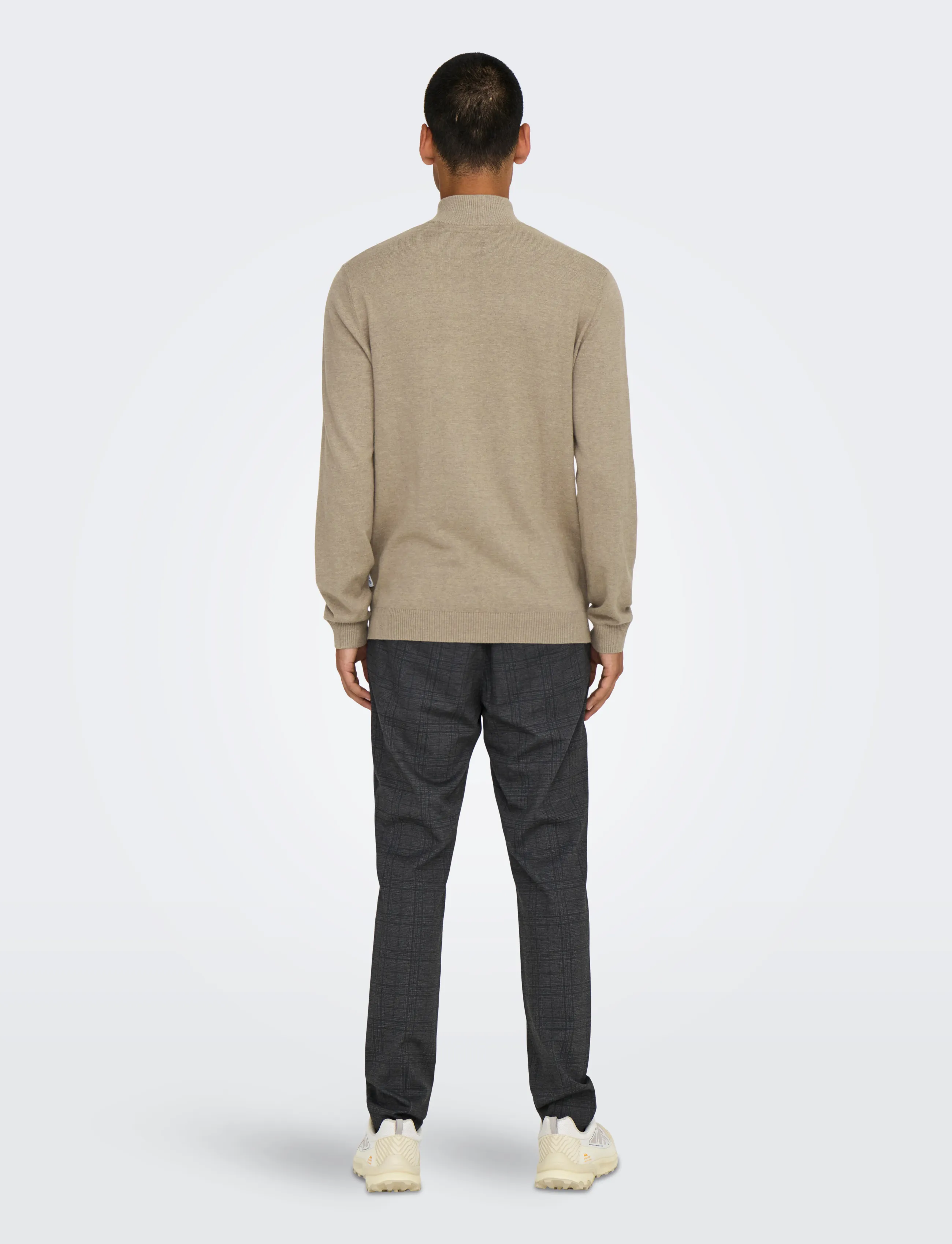 ONLY & SONS - ONSLOUI REG 12 MEL HALF ZIP KNIT NOOS - pullover mit halbem reißverschluss - desert taupe - 3