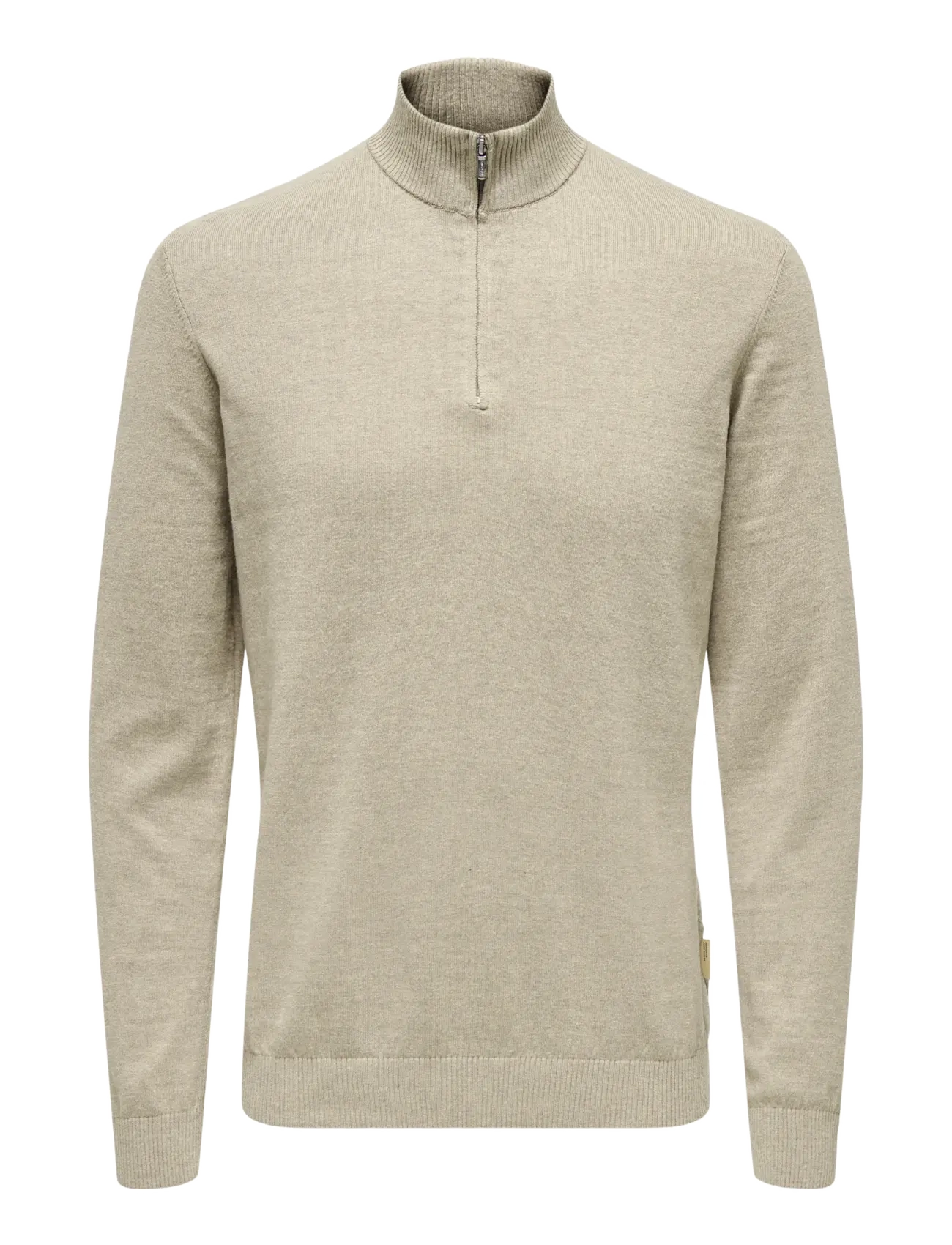 ONLY & SONS ONSLOUI REG 12 MEL HALF ZIP KNIT NOOS - Strickmode - OATMEAL / beige