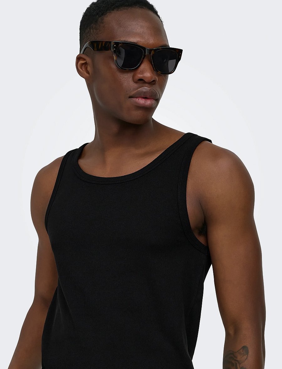 ONLY & SONS - ONSTANNER REG SL TANK TOP NOOS - tank tops - black - 5