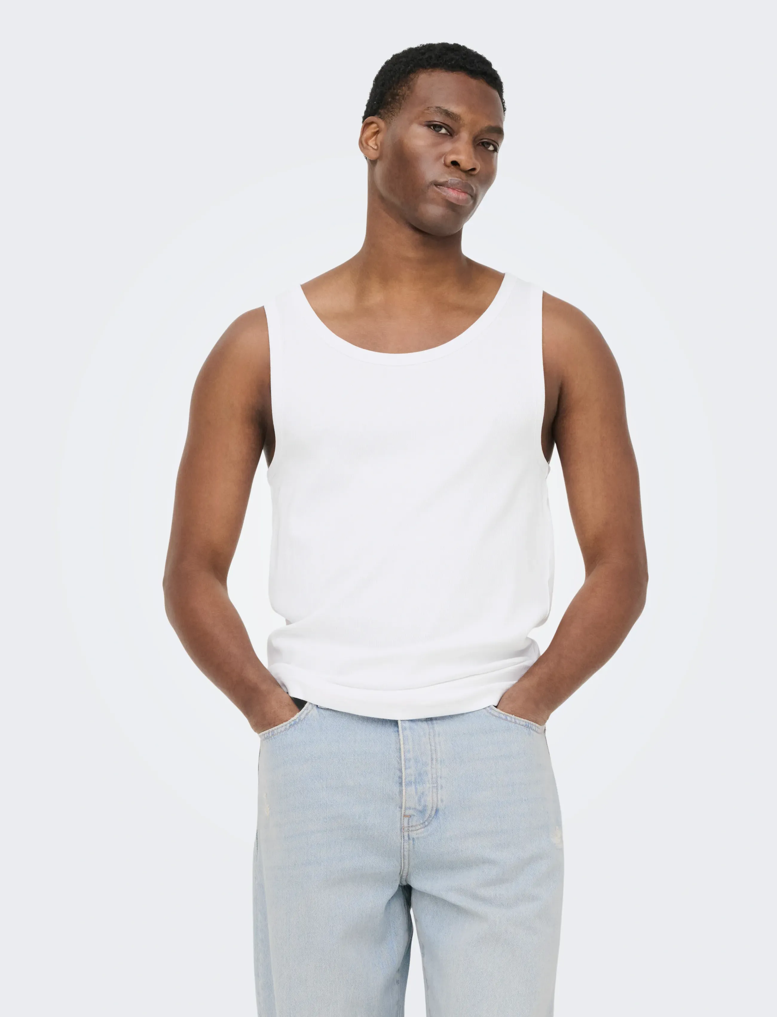 ONLY & SONS ONSTANNER REG SL TANK TOP NOOS - Tank Tops - BRIGHT WHITE / white