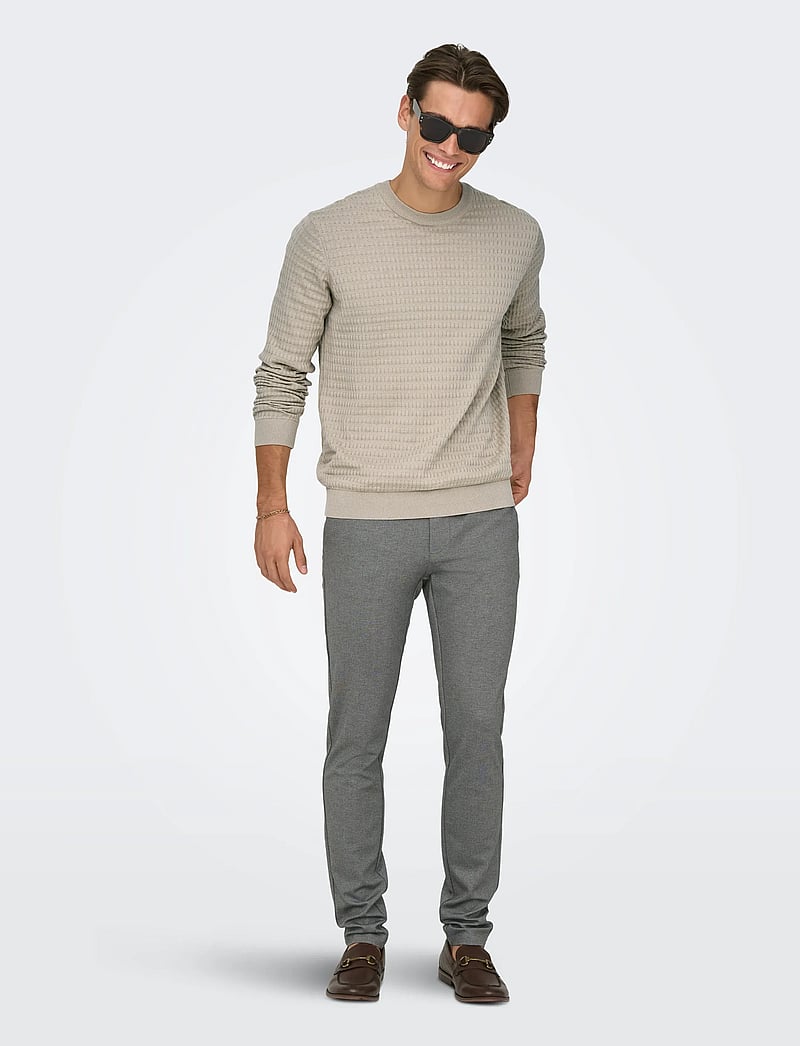 ONLY & SONS - ONSMARK SLIM DITSY 020934 PANT NOOS - chinos - silver lining - 0