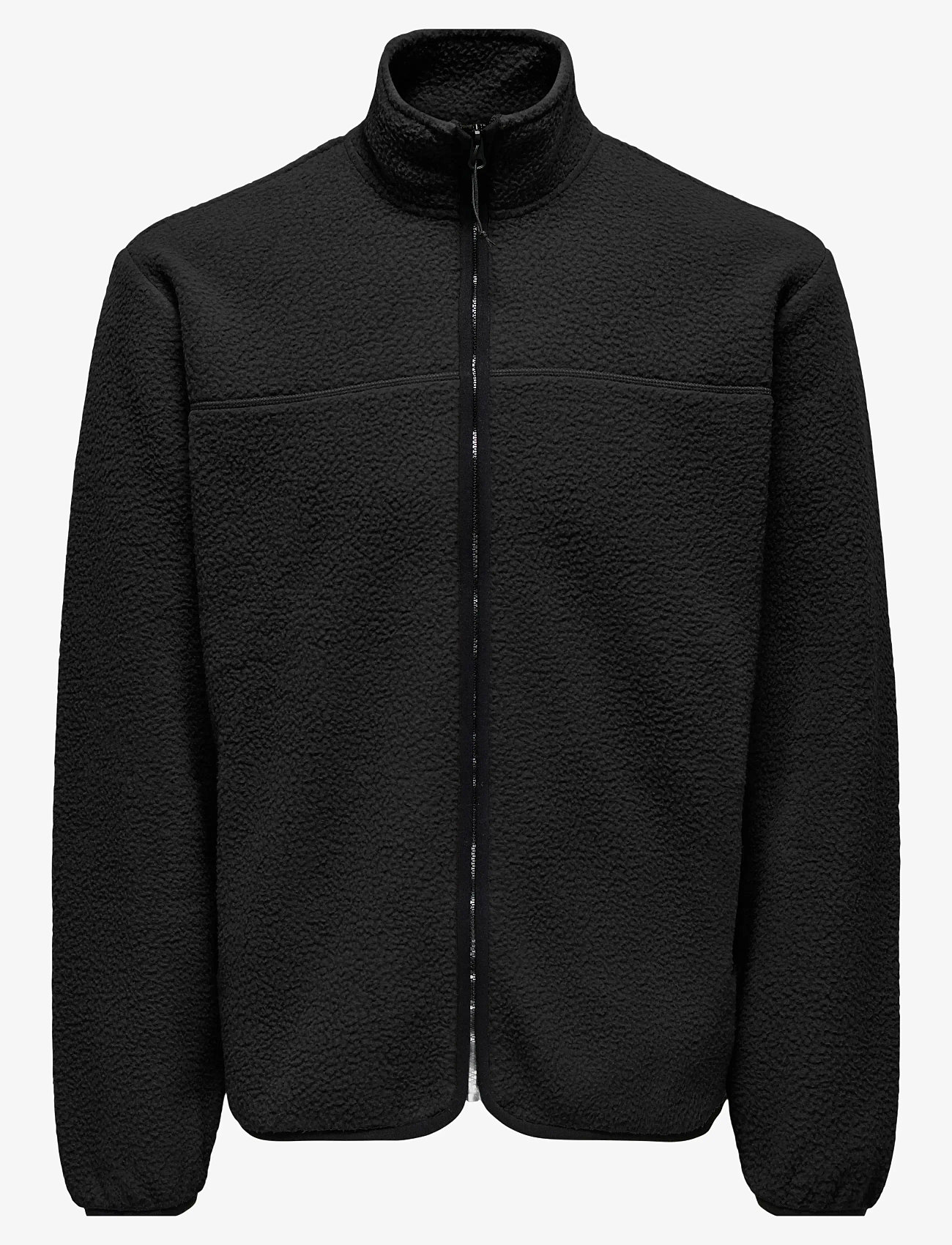 ONLY & SONS - ONSEMILIO REG FULLZIP HIGHNECK SWT VD - fleecetrøjer - black - 1