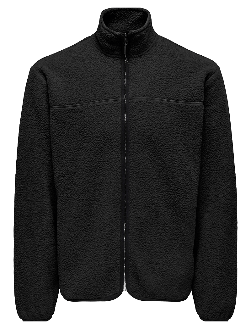 ONLY & SONS - ONSEMILIO REG FULLZIP HIGHNECK SWT VD - black - 1