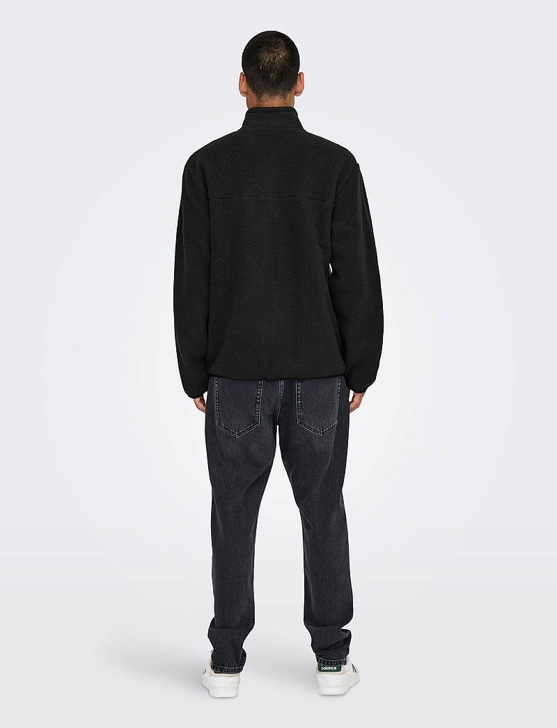 ONLY & SONS - ONSEMILIO REG FULLZIP HIGHNECK SWT VD - black - 3