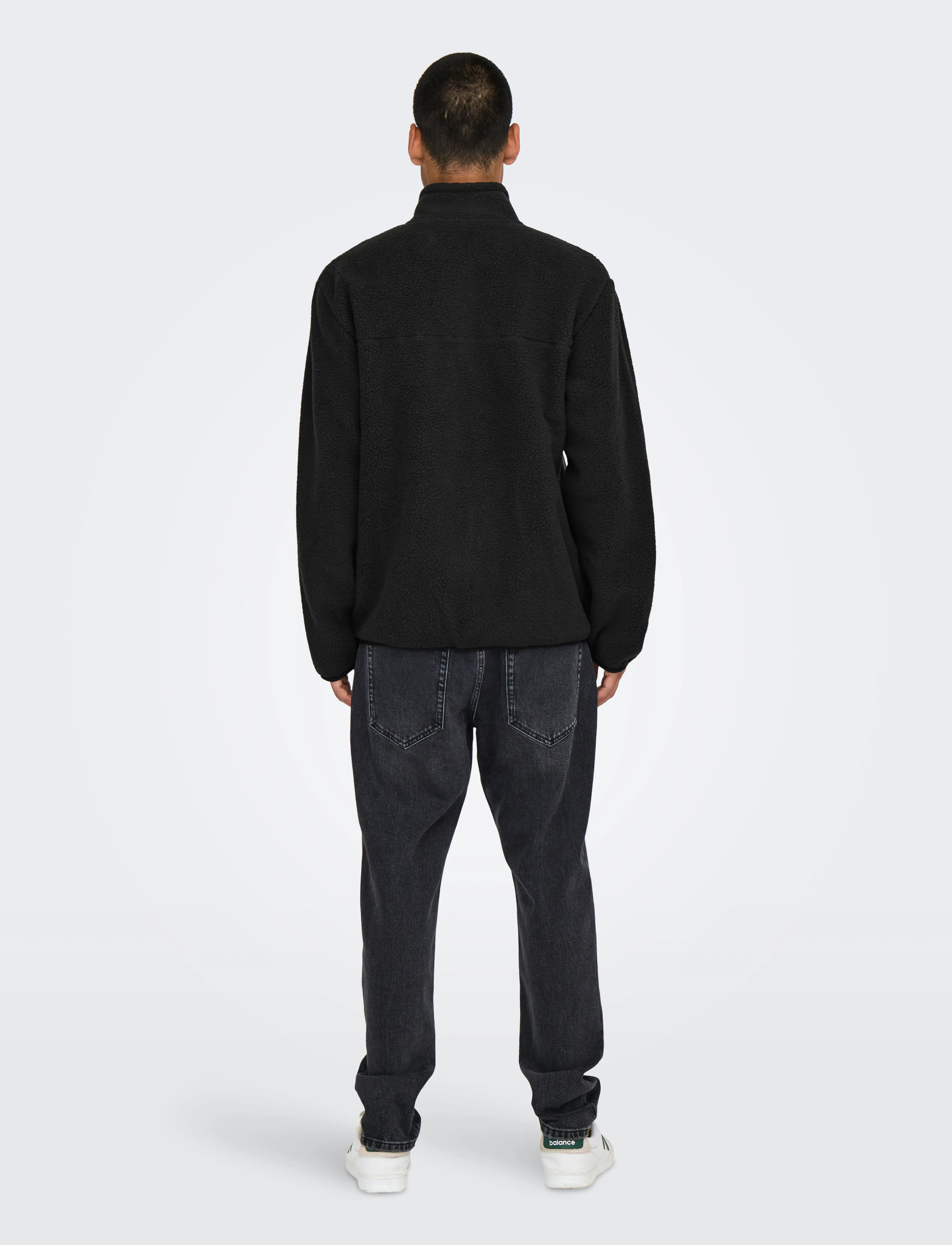 ONLY & SONS - ONSEMILIO REG FULLZIP HIGHNECK SWT VD - black - 3