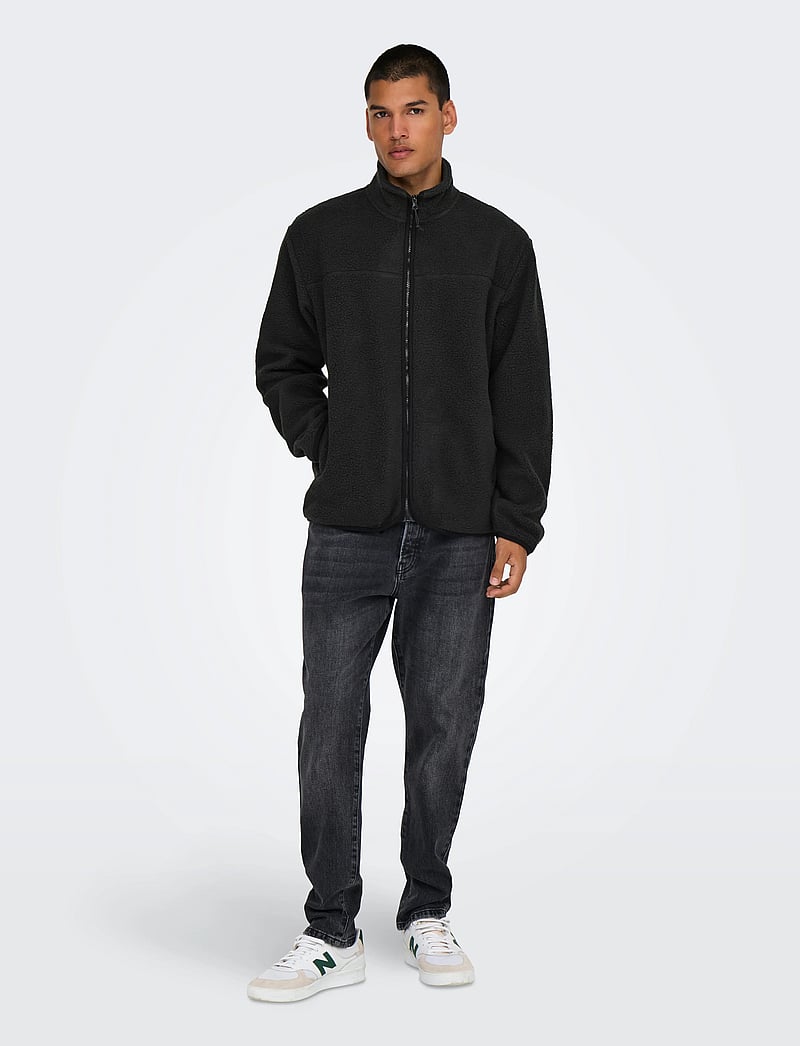 ONLY & SONS - ONSEMILIO REG FULLZIP HIGHNECK SWT VD - black - 4