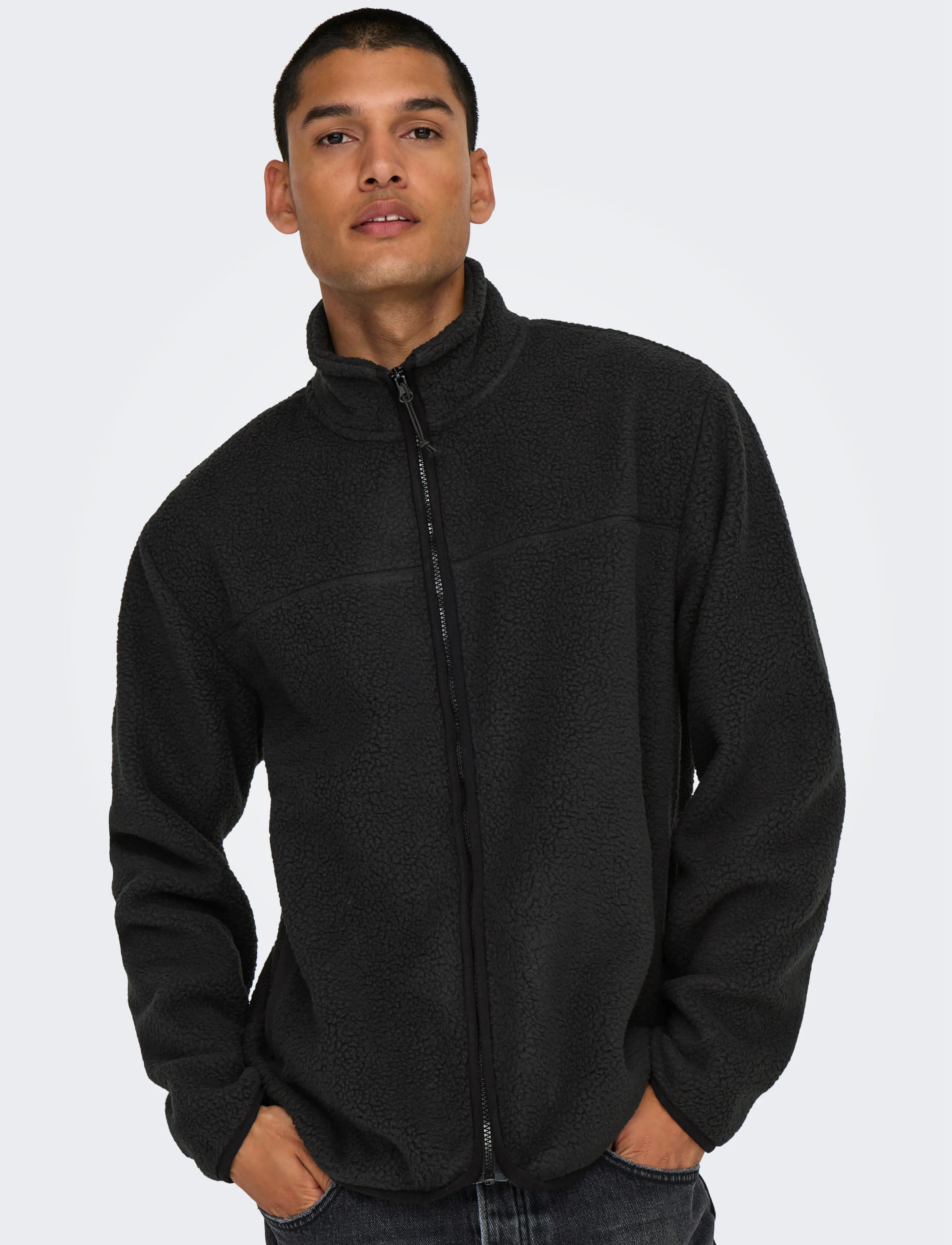ONLY & SONS - ONSEMILIO REG FULLZIP HIGHNECK SWT VD - black - 5
