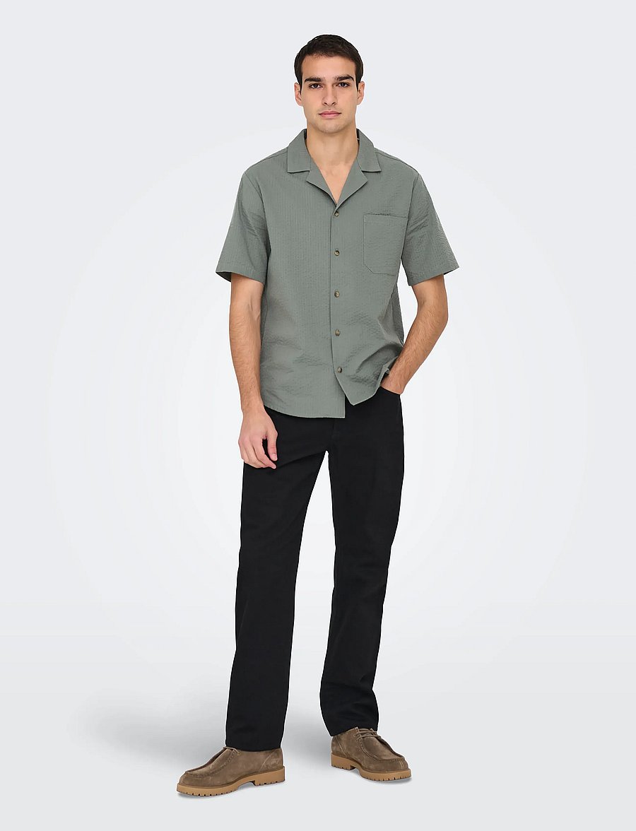 ONLY & SONS - ONSEYE RESORT SEERS 0009 SHIRT NOOS - triibulised särgid - castor gray - 4