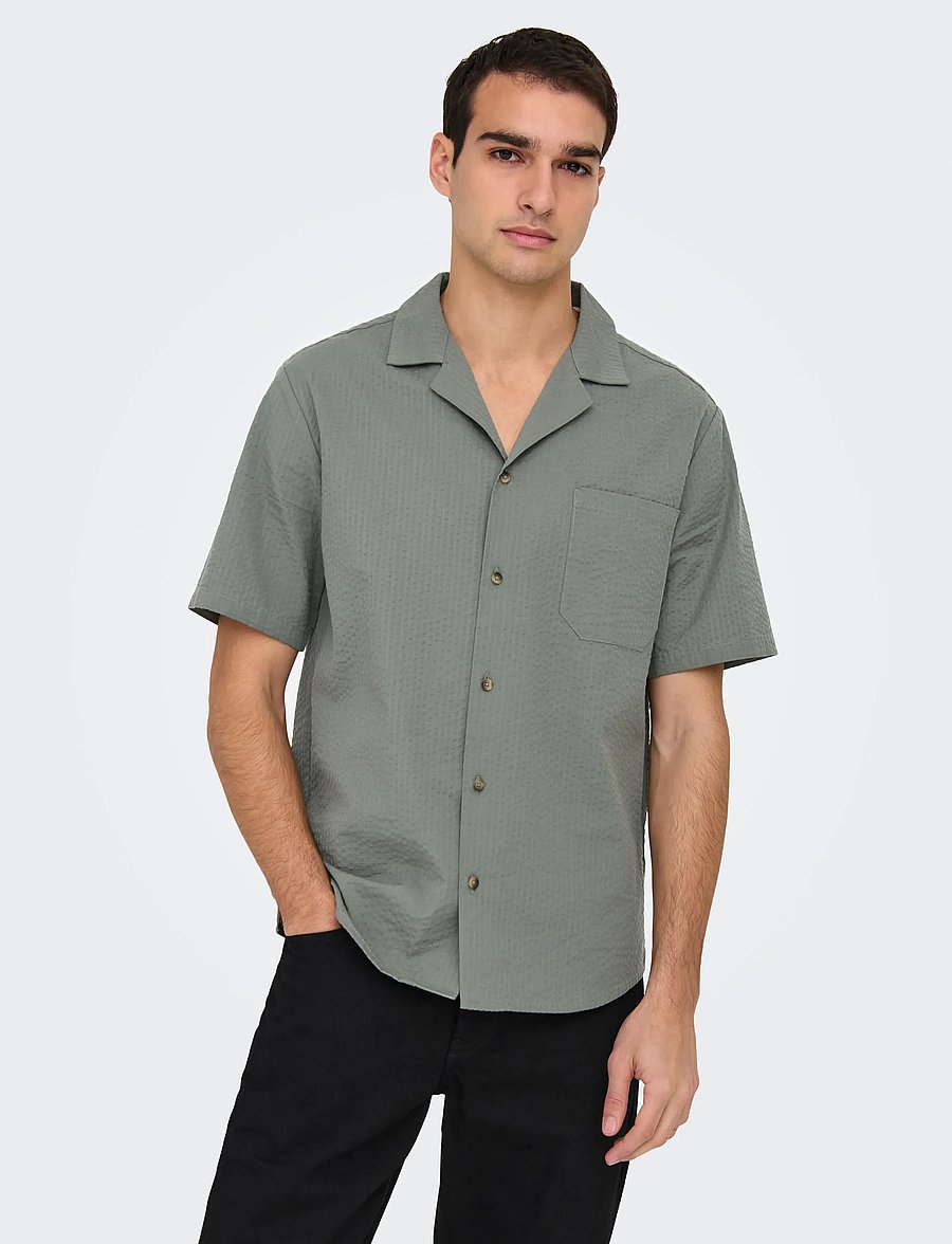 ONLY & SONS - ONSEYE RESORT SEERS 0009 SHIRT NOOS - triibulised särgid - castor gray - 5