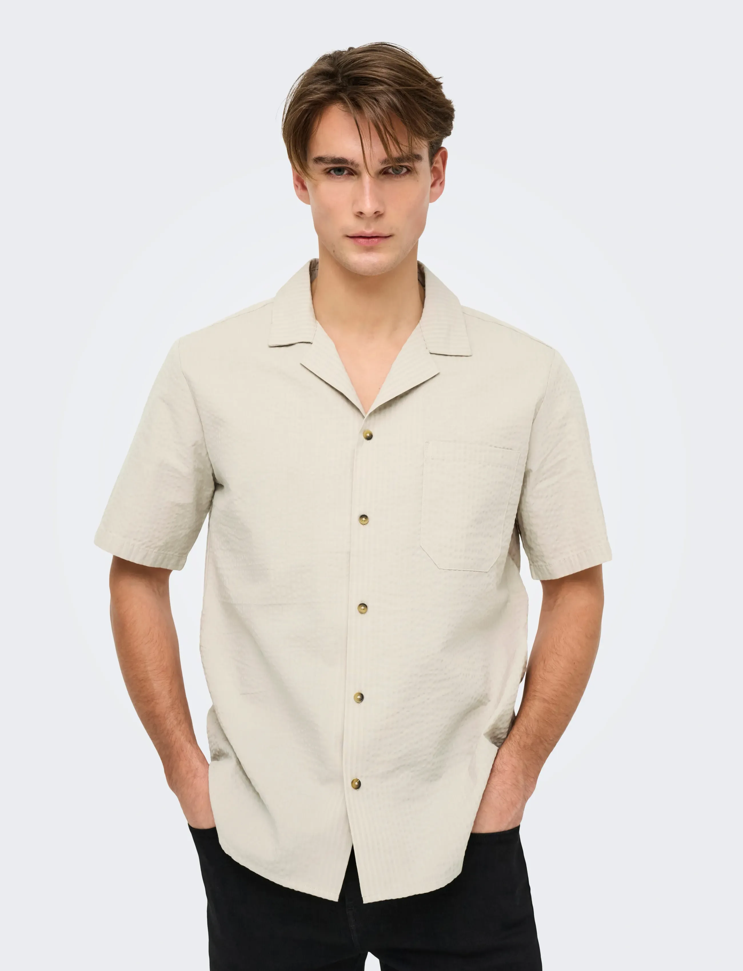 ONLY & SONS - ONSEYE RESORT SEERS 0009 SHIRT NOOS - gestreifte hemden - silver lining - 5