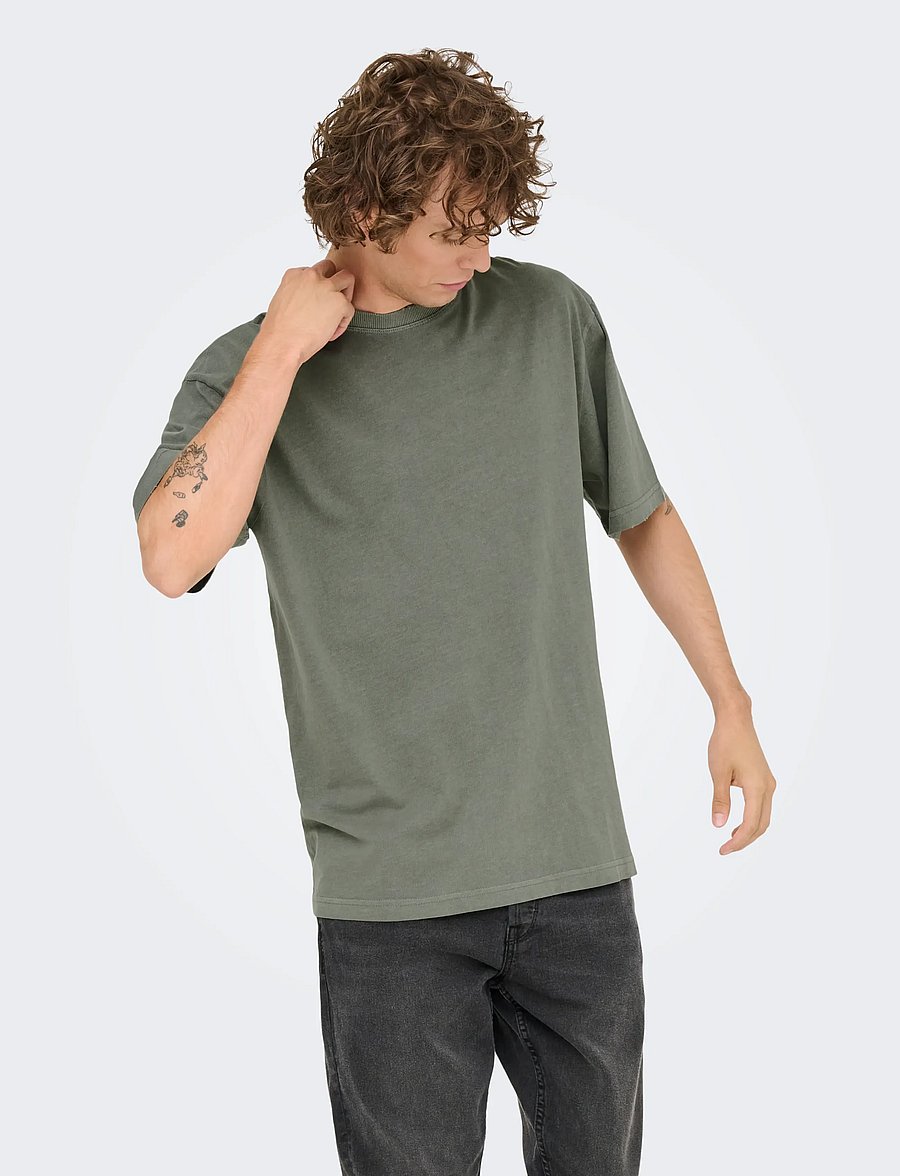 ONLY & SONS - ONSDISTRESS RLX SS TEE NOOS - kortärmade t-shirts - castor gray - 0