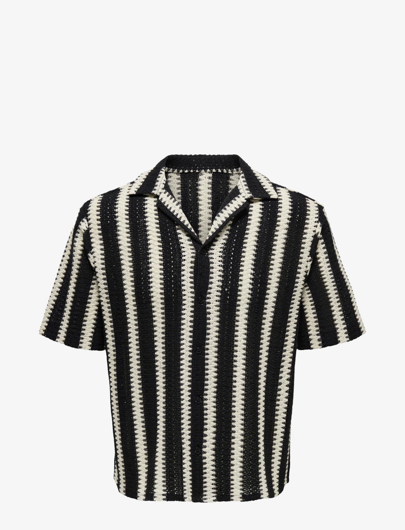 ONLY & SONS ONSDANI CROCHET SS SHIRT NOOS - Hemden - BLACK / black