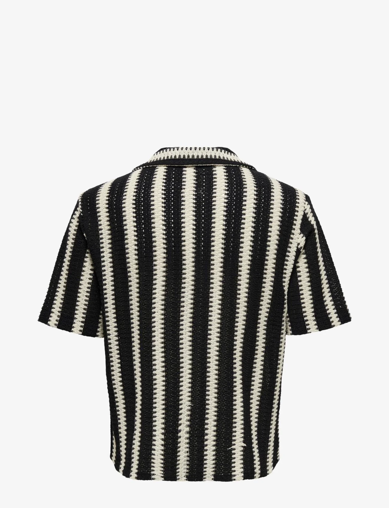ONLY & SONS - ONSDANI CROCHET SS SHIRT FW - kortärmade skjortor - black - 1
