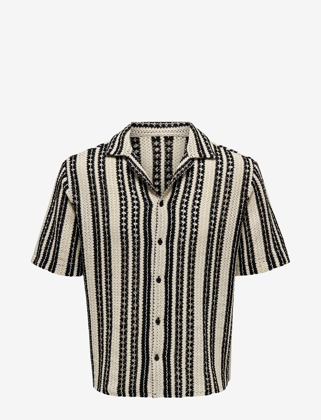 ONLY & SONS - ONSDANI CROCHET SS SHIRT - kurzarmhemden - cloud dancer - 1