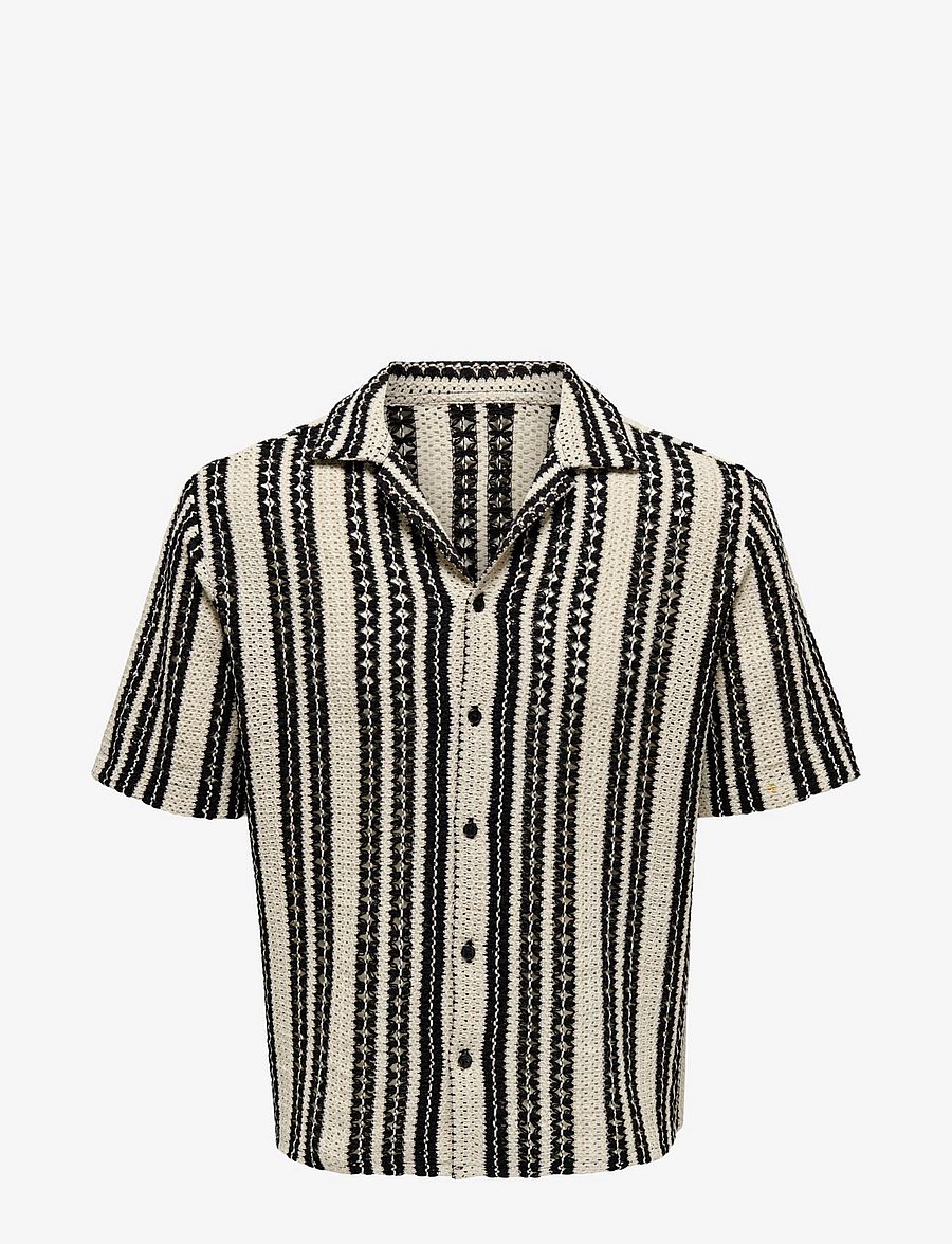 ONLY & SONS - ONSDANI CROCHET SS SHIRT NOOS - kurzarmhemden - cloud dancer - 1