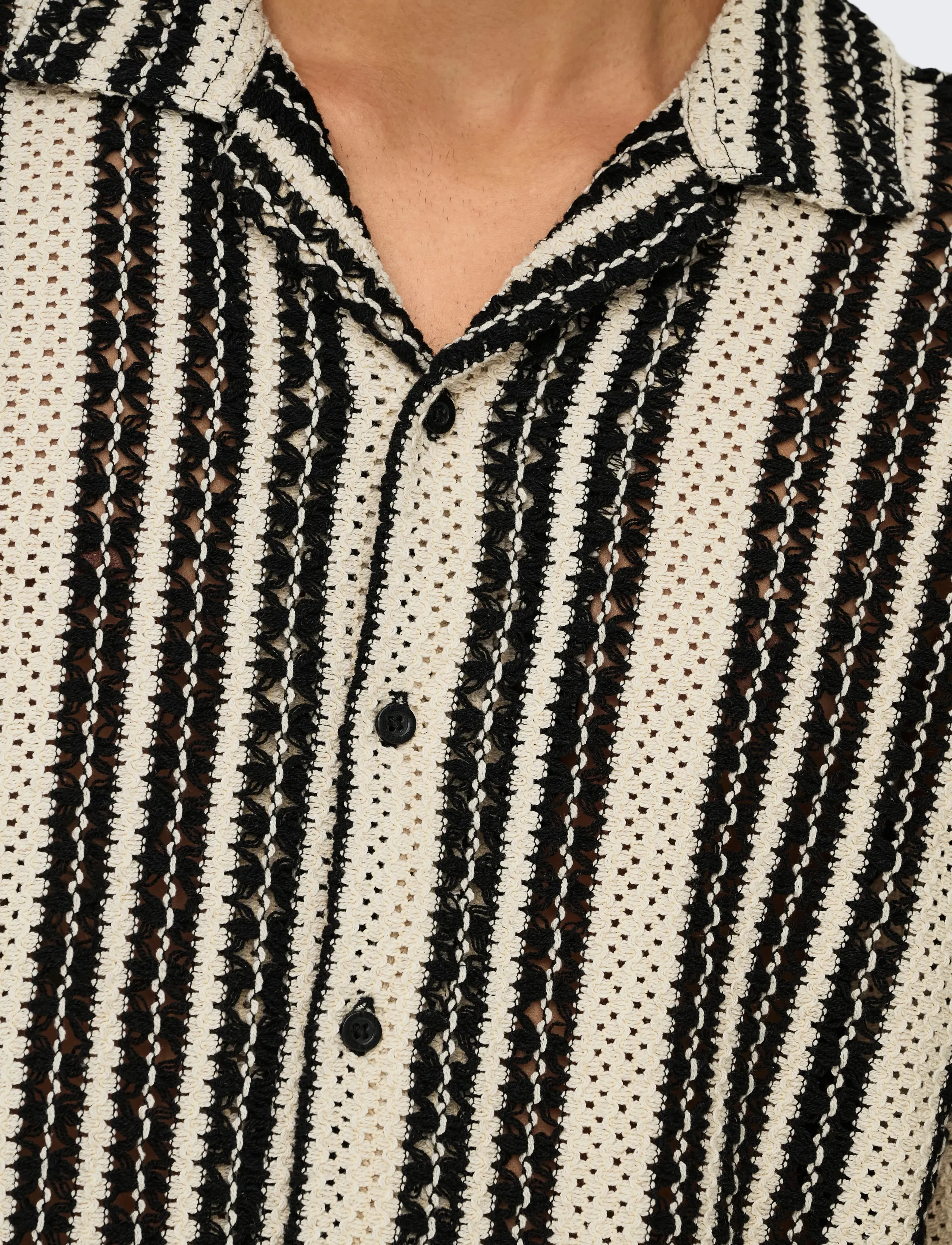 ONLY & SONS - ONSDANI CROCHET SS SHIRT NOOS - lühikeste varrukatega särgid - cloud dancer - 4
