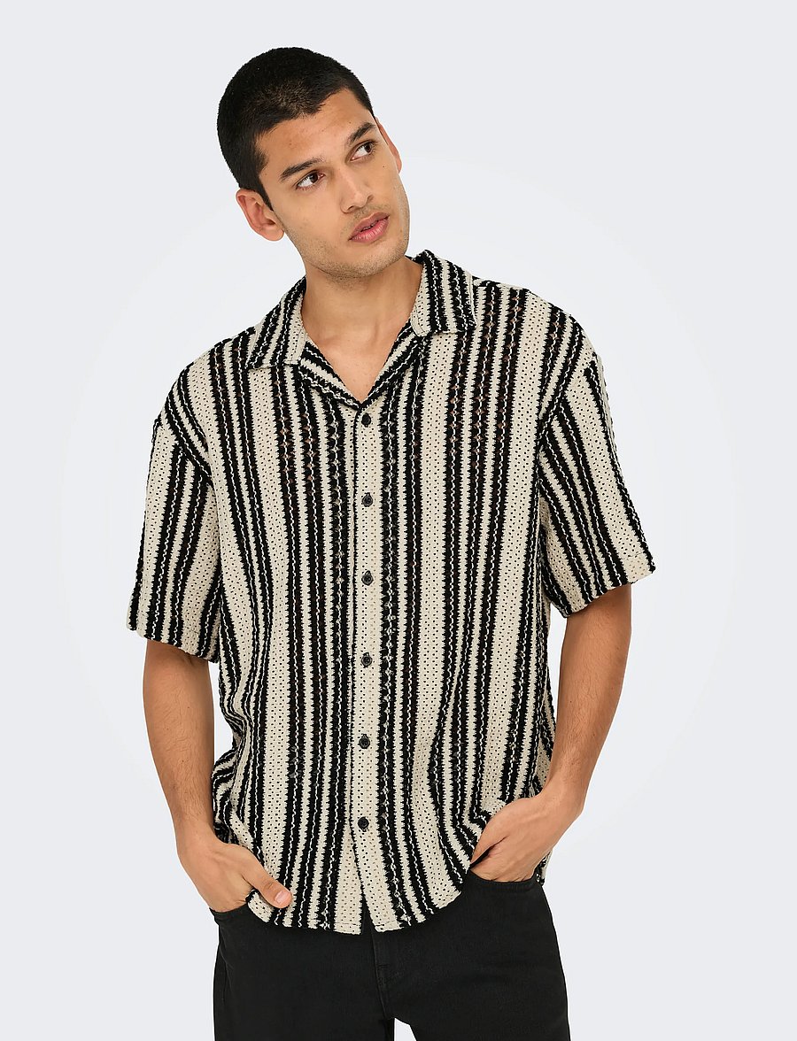 ONLY & SONS - ONSDANI CROCHET SS SHIRT NOOS - kurzarmhemden - cloud dancer - 5