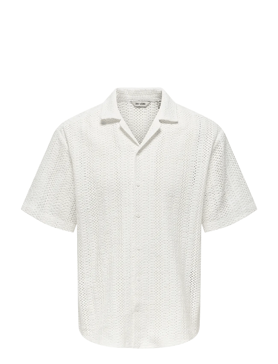 ONLY & SONS - ONSDANI CROCHET SS SHIRT NOOS - kurzarmhemden - gardenia - 1