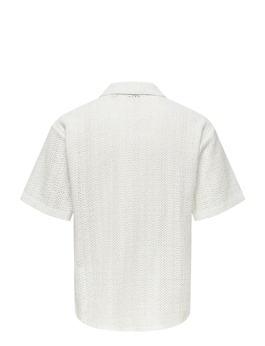 ONLY & SONS - ONSDANI CROCHET SS SHIRT NOOS - kurzarmhemden - gardenia - 2