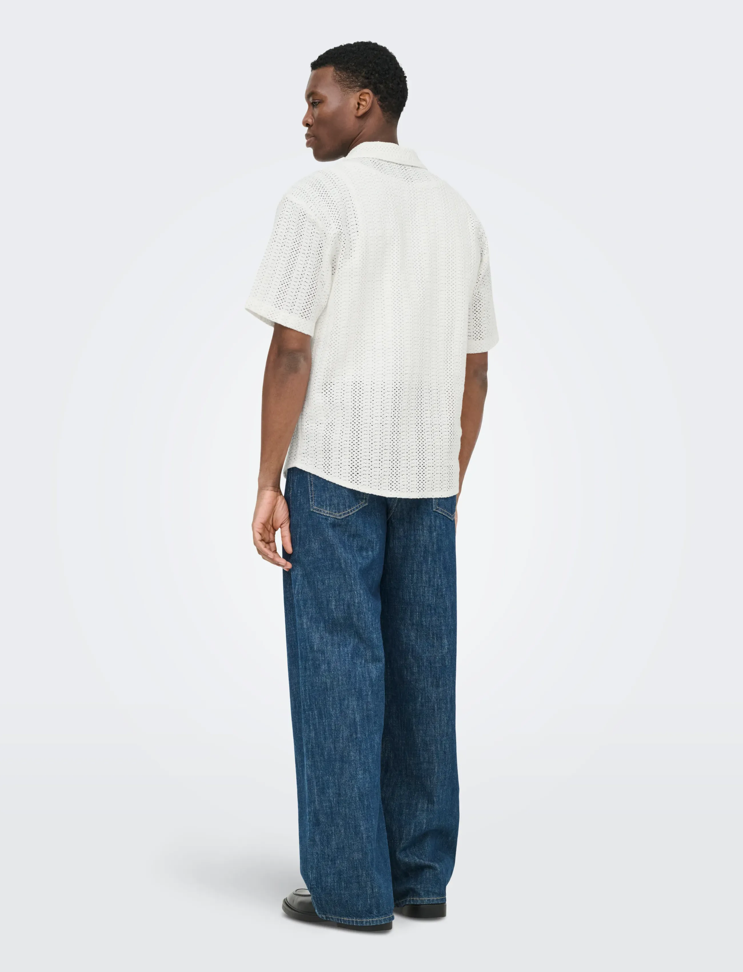 ONLY & SONS - ONSDANI CROCHET SS SHIRT NOOS - kurzarmhemden - gardenia - 3
