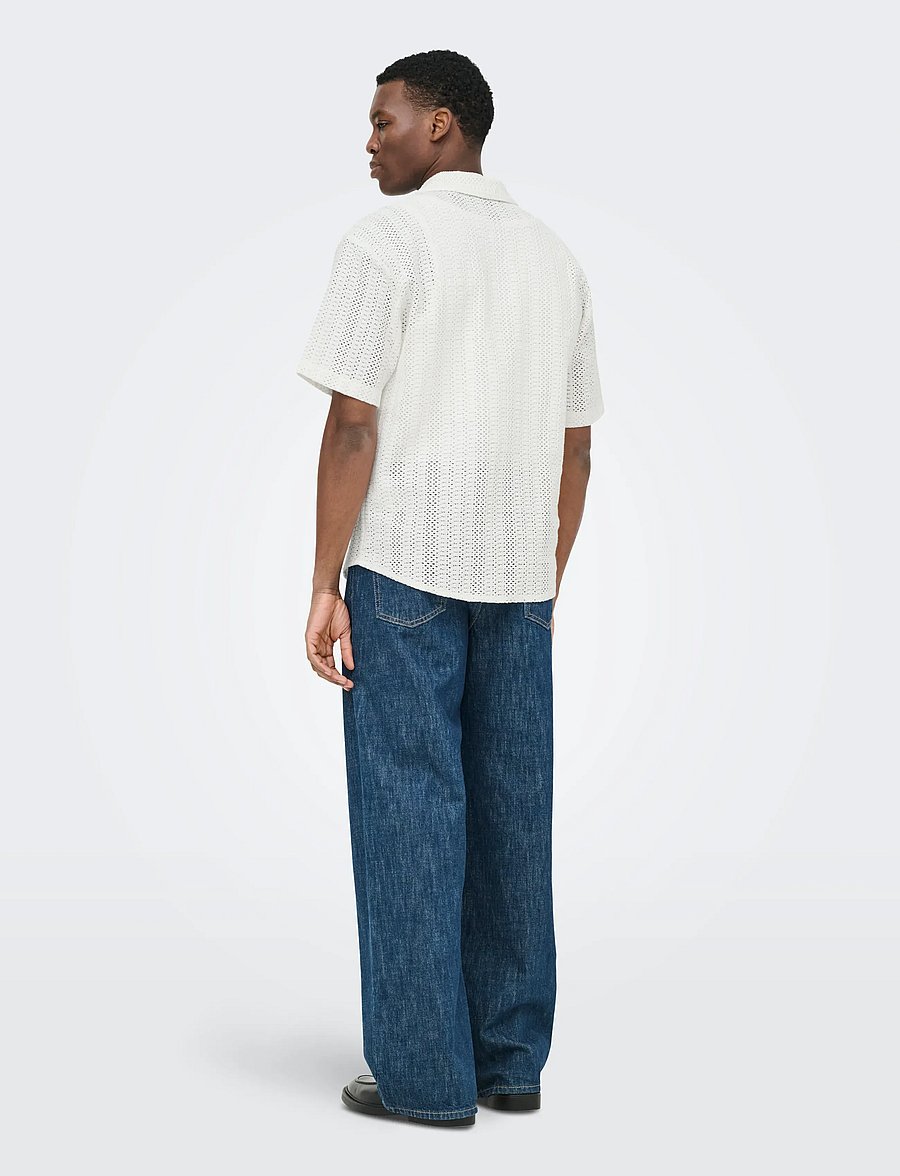 ONLY & SONS - ONSDANI CROCHET SS SHIRT NOOS - kurzarmhemden - gardenia - 3