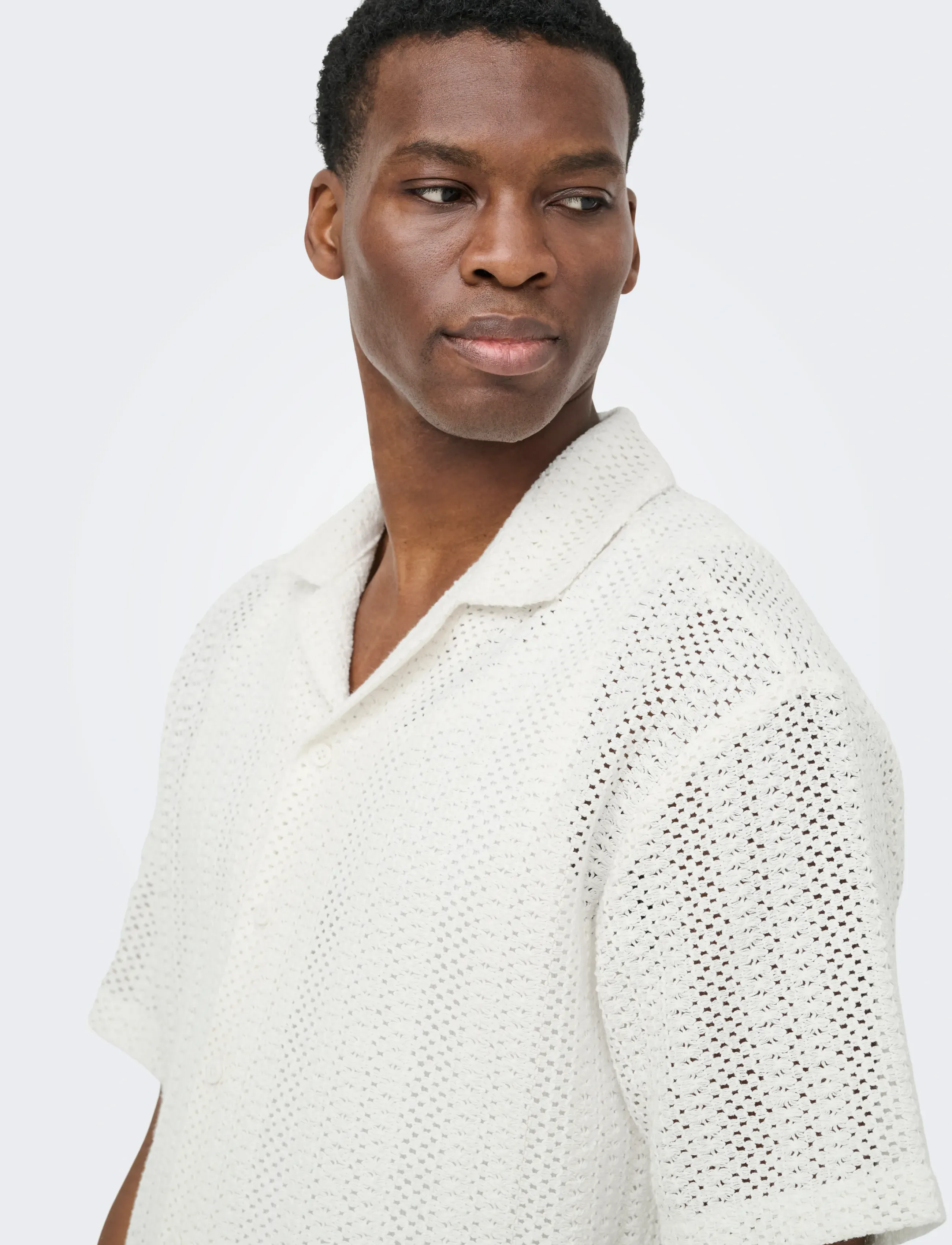 ONLY & SONS - ONSDANI CROCHET SS SHIRT NOOS - kurzarmhemden - gardenia - 5
