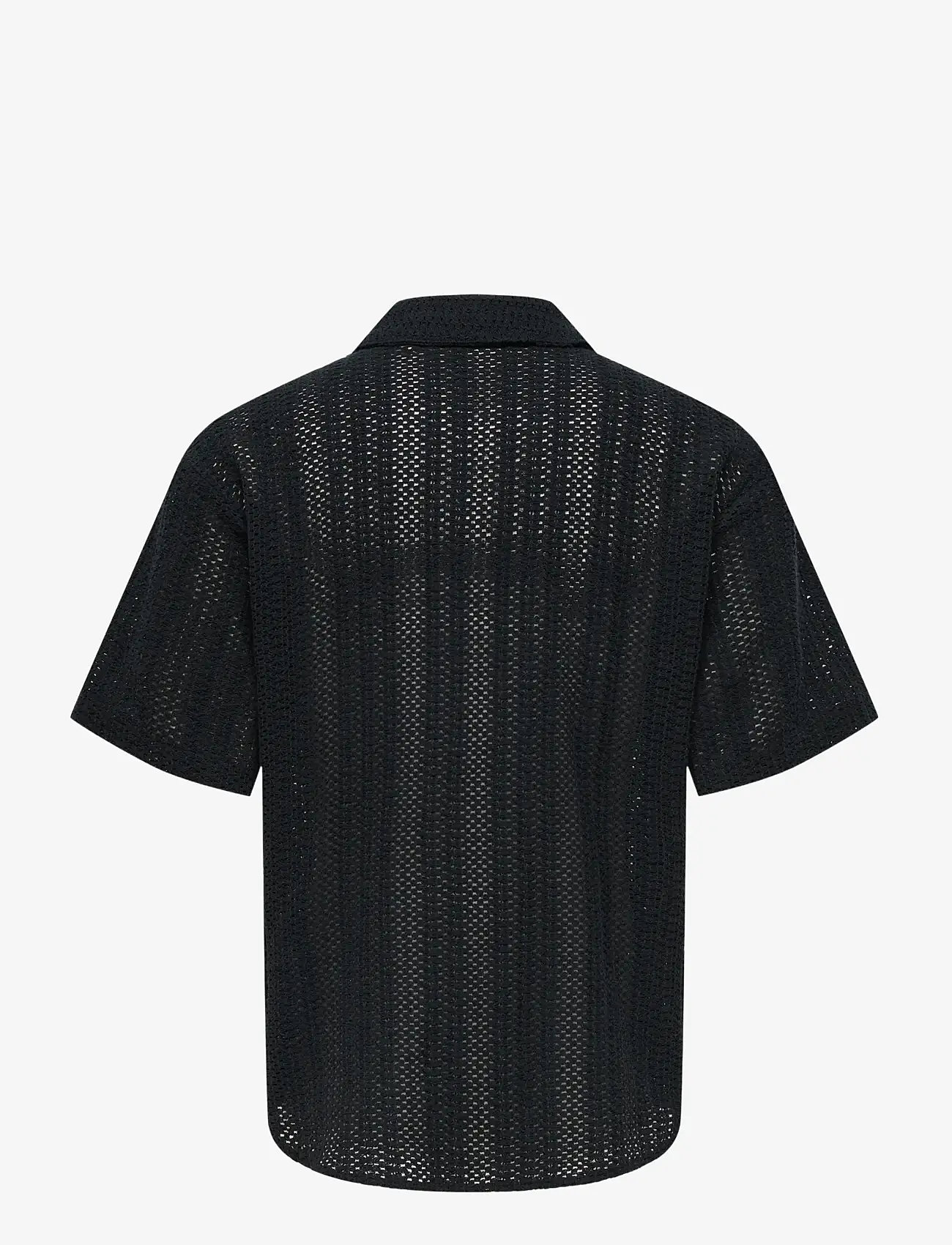 ONLY & SONS - ONSDANI CROCHET SS SHIRT NOOS - kortærmede skjorter - jet black - 2