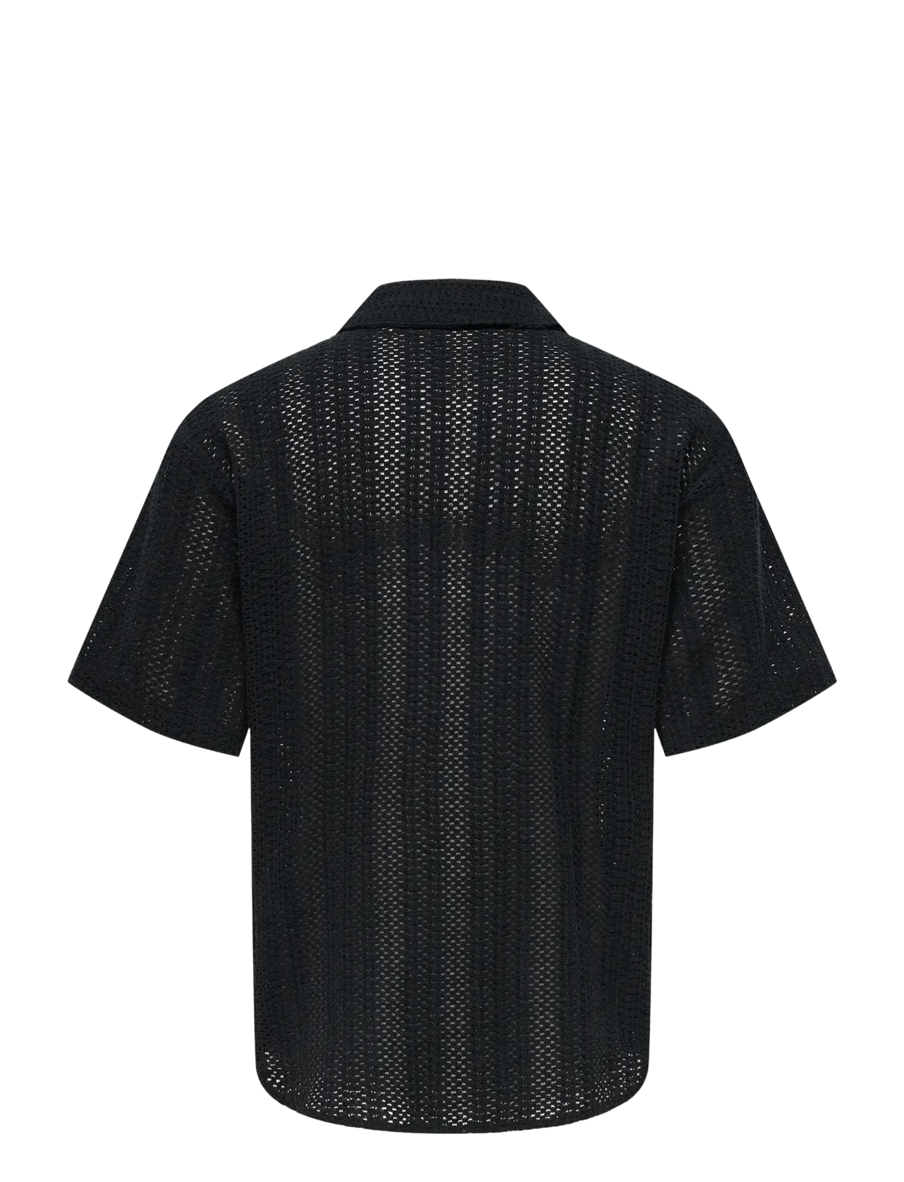 ONLY & SONS - ONSDANI CROCHET SS SHIRT NOOS - kurzarmhemden - jet black - 2